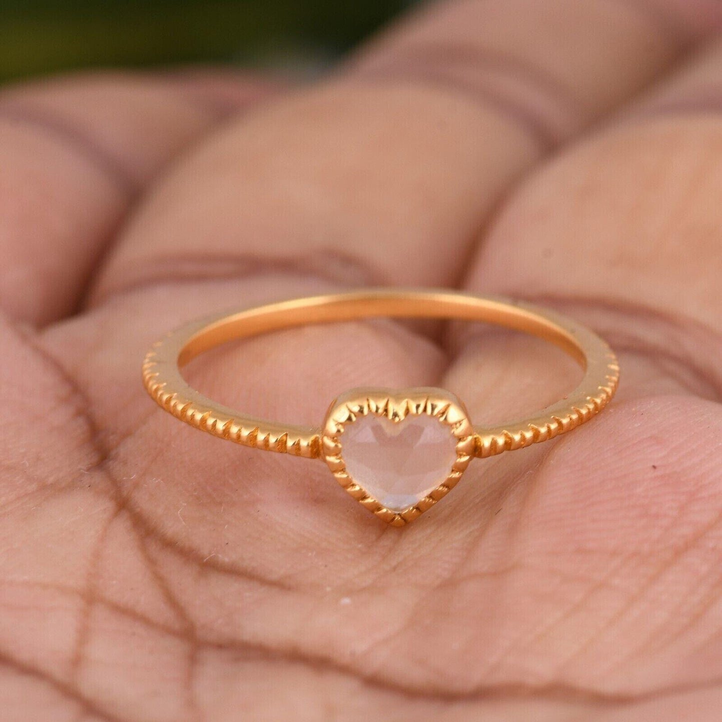 Natural Rose Quartz Gemstone Ring, Minimalist 10K Gold Women’s Ring, Valentine’s Day Gift, Love-Inspired Jewelry.