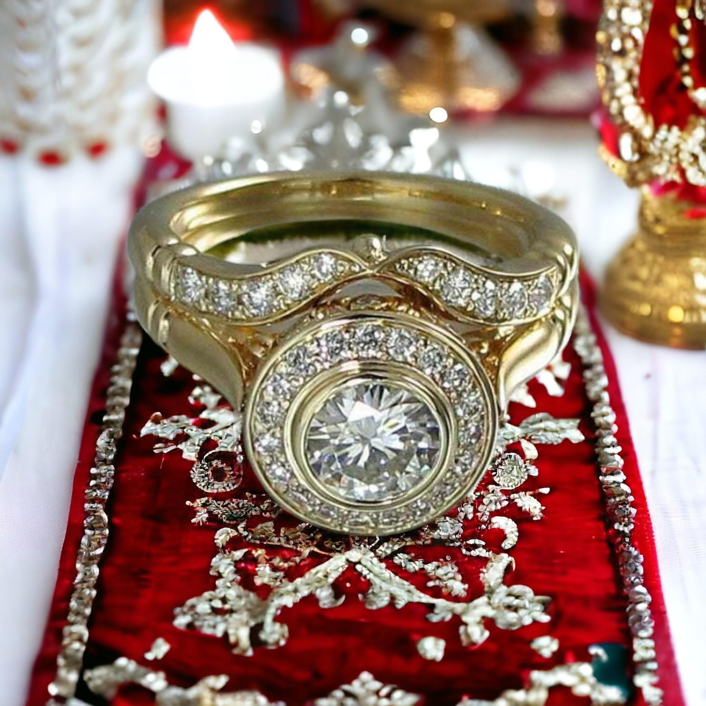 Antique-inspired wedding ring set, lab-grown diamonds, 925 sterling silver