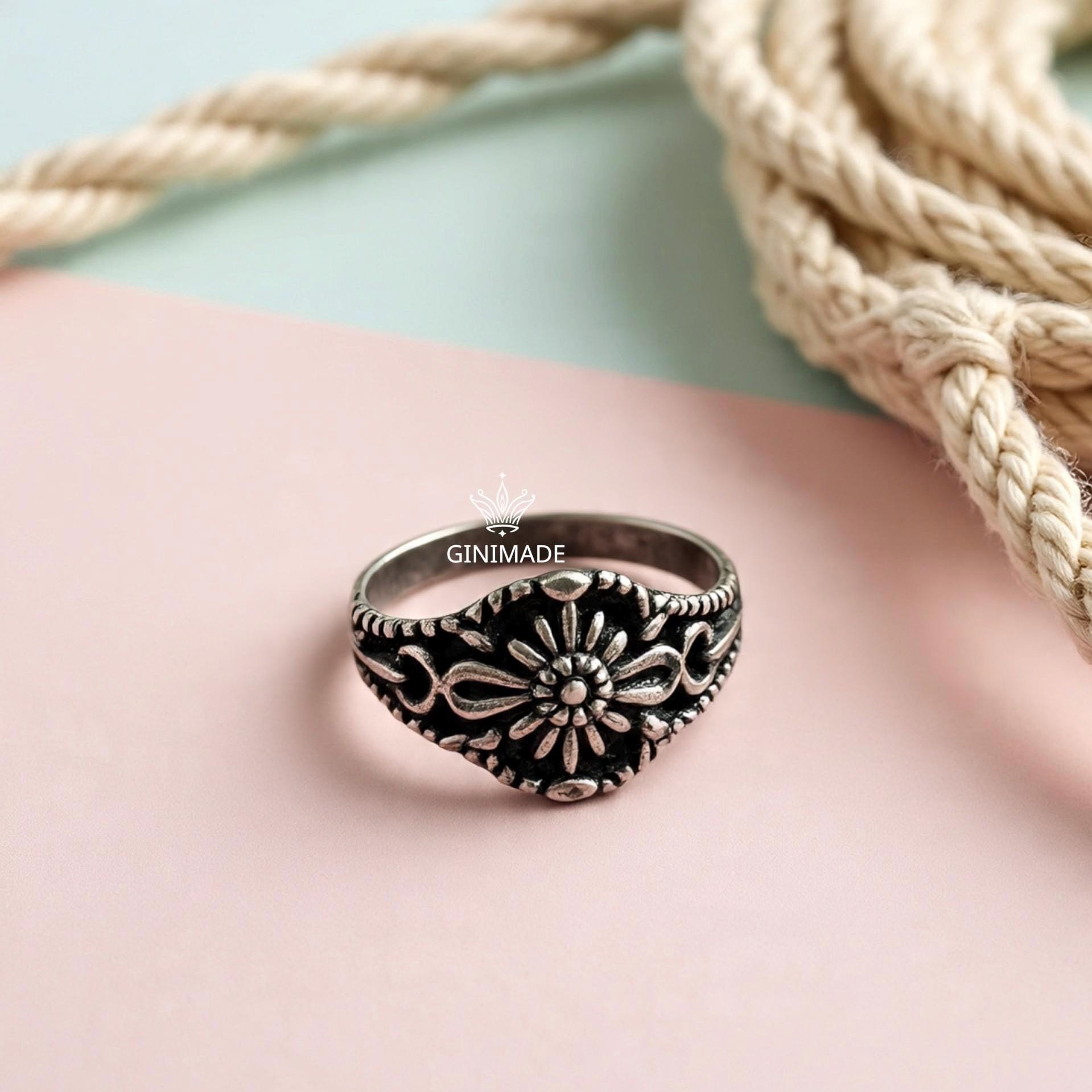 Black oxidized silver ring for everyday wear