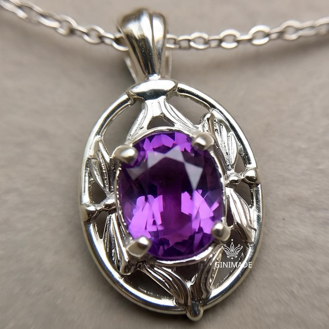 Minimalist Amethyst Pendant Necklace • Boho Sterling Silver Jewelry • Simple February Birthstone Gift • Handmade Gemstone Necklace for Her