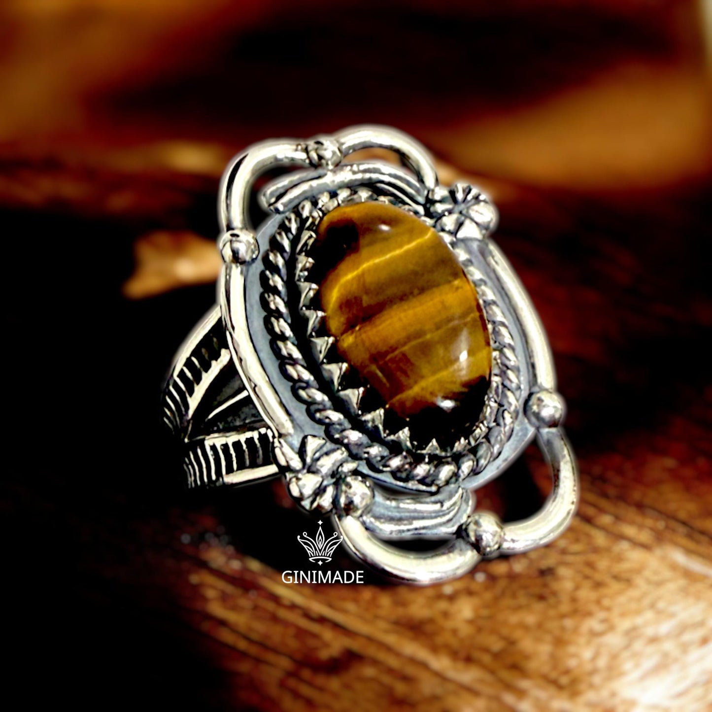 Handmade Tiger Eye Ring | Oxidized 925 Sterling Silver Ring | Boho Vintage Ring | Healing Gemstone Jewelry | Gift for Him/Her
