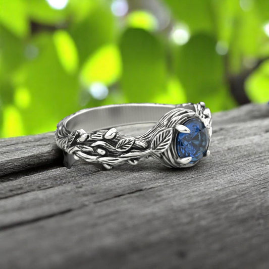 Boho Leaf Ring • Oxidized 925 Silver Nature-Inspired Vine Band • Botanical Branch Ring • Rustic Bohemian Jewelry for Her