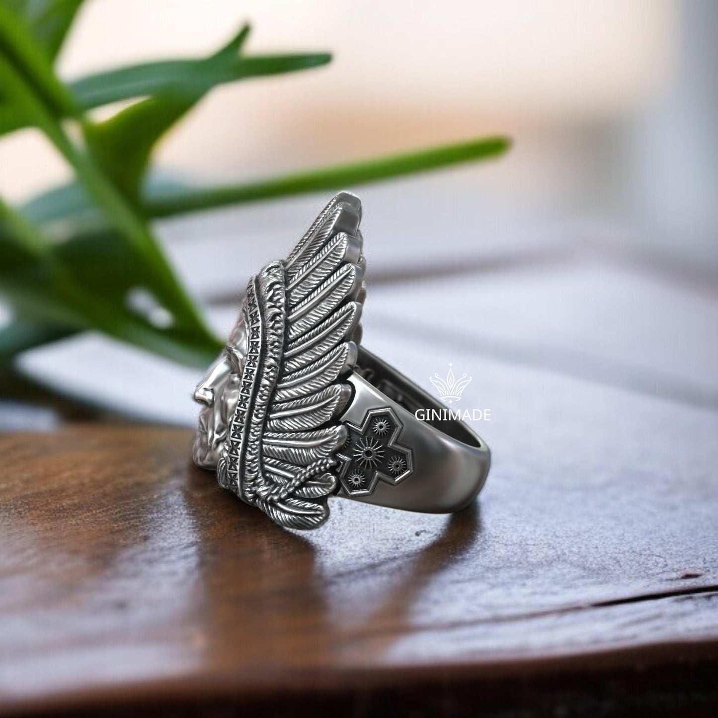 Tribal Chief Ring • Sterling Silver Statement Ring • Native American Inspired Jewelry • Bold Ring for Him • Warrior Style Band,