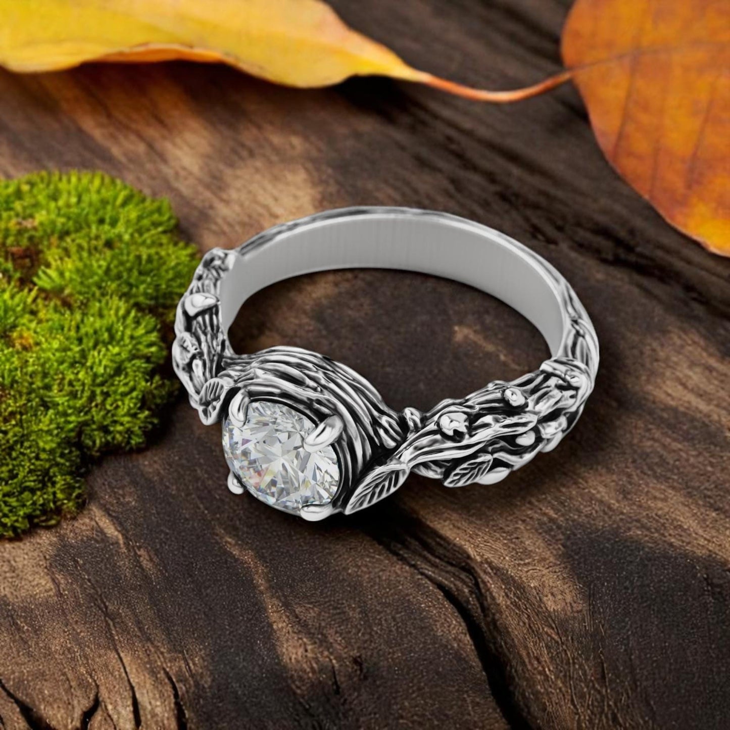 Boho Leaf Ring • Oxidized 925 Silver Nature-Inspired Vine Band • Botanical Branch Ring • Rustic Bohemian Jewelry for Her