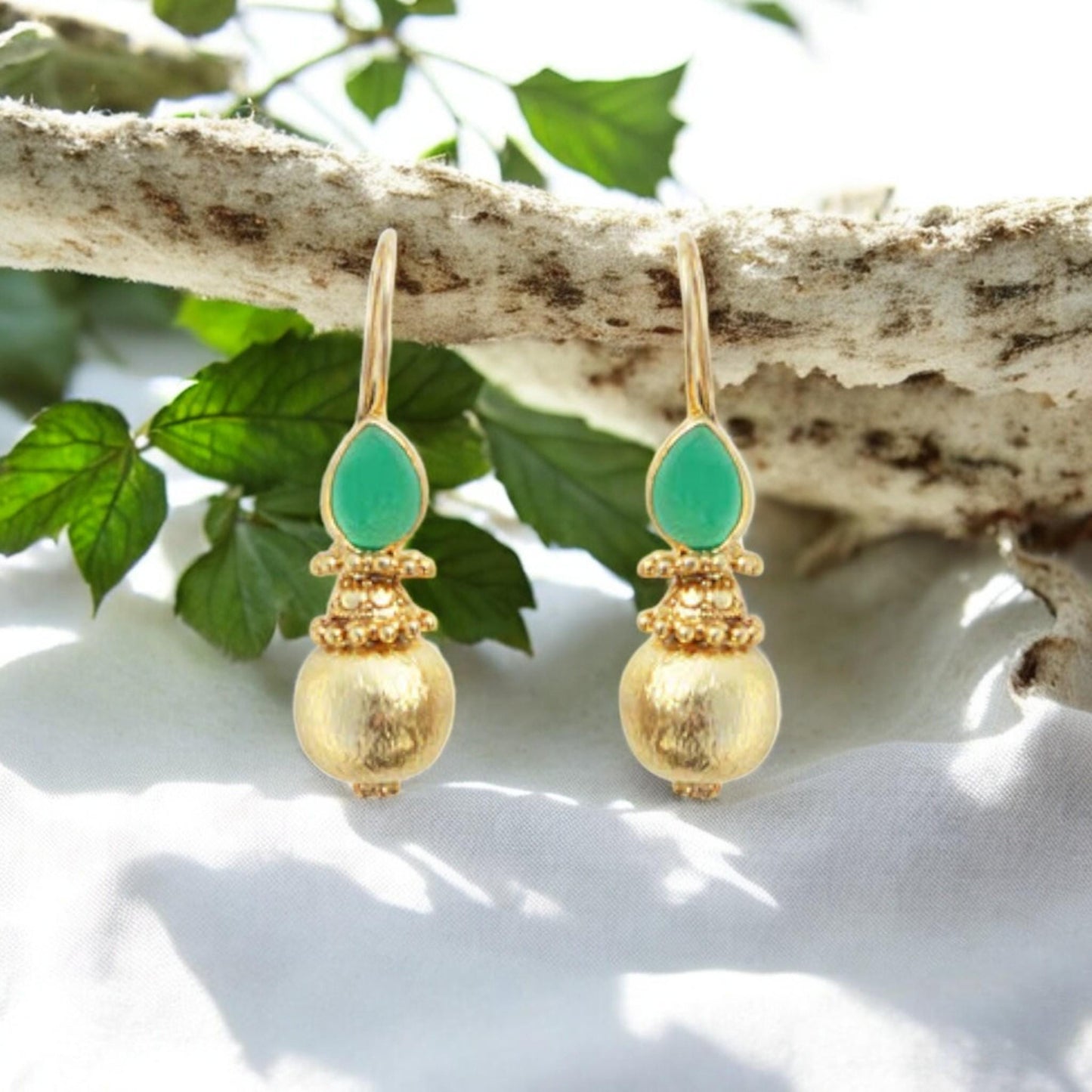 Boho Tribal Hook Gemstone Earrings | Handmade 925 Sterling Silver Jewelry