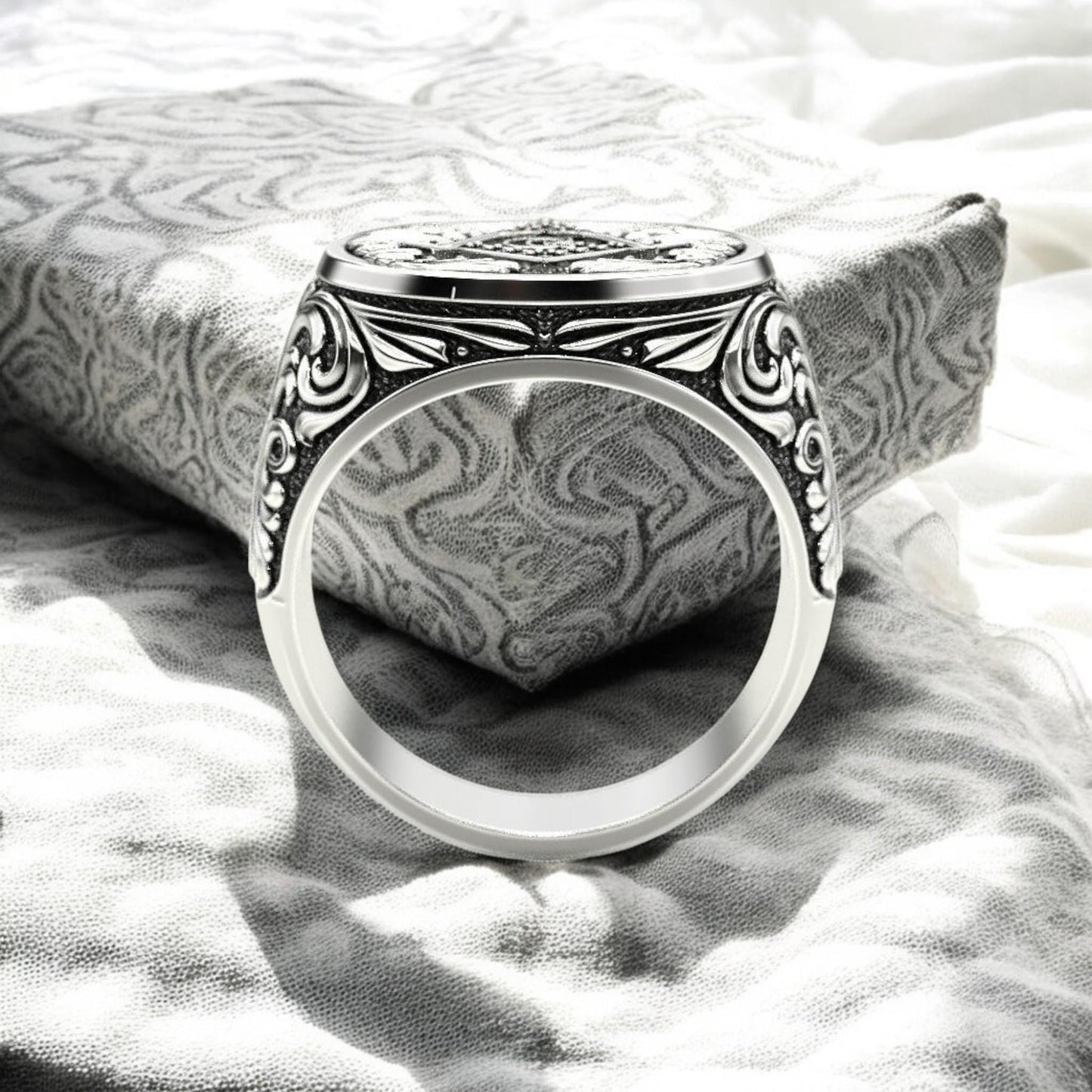 Personalized Oxidized  Silver Signet Ring - Letter G Initial Ring for Men - 925 Sterling Silver Custom Gift fathers day gift.