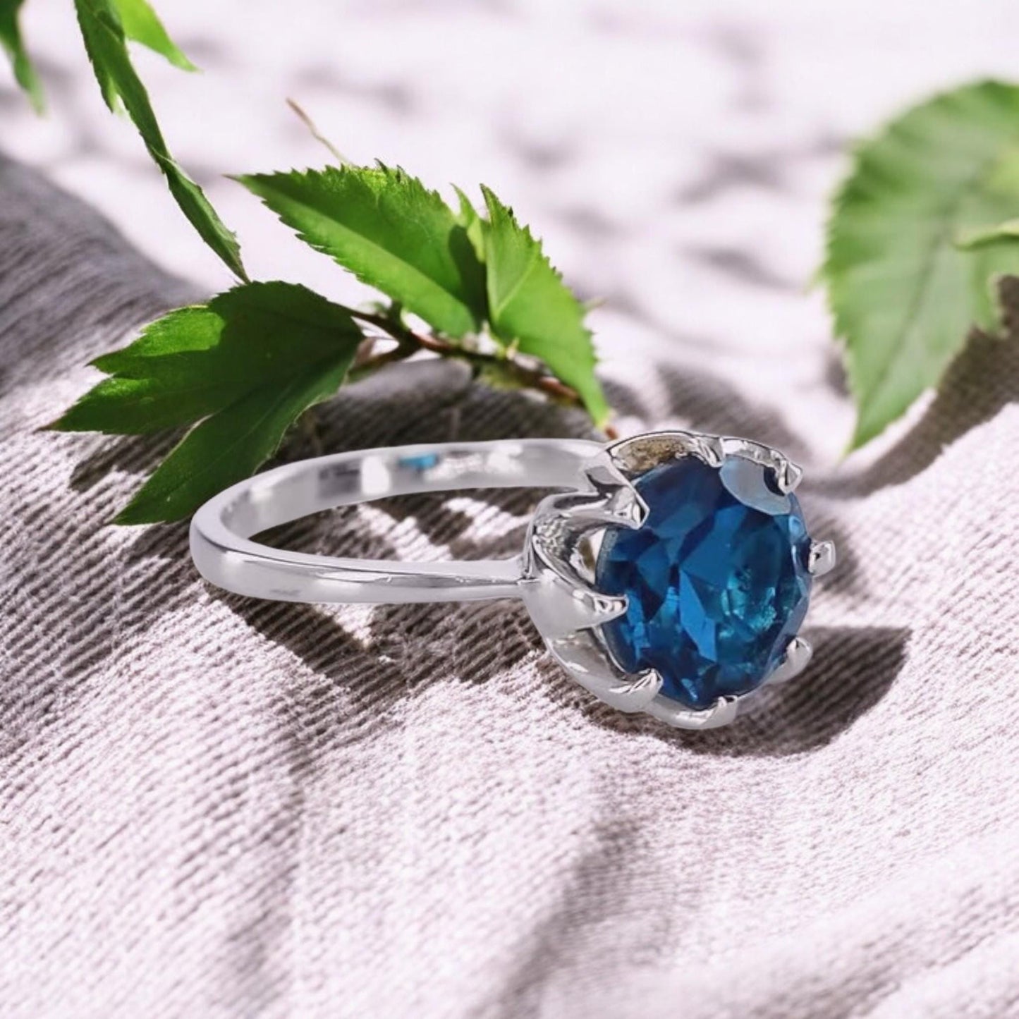 Stunning 1st Anniversary Gift for Her - Blue CZ Stone & 925 Silver Jewelry