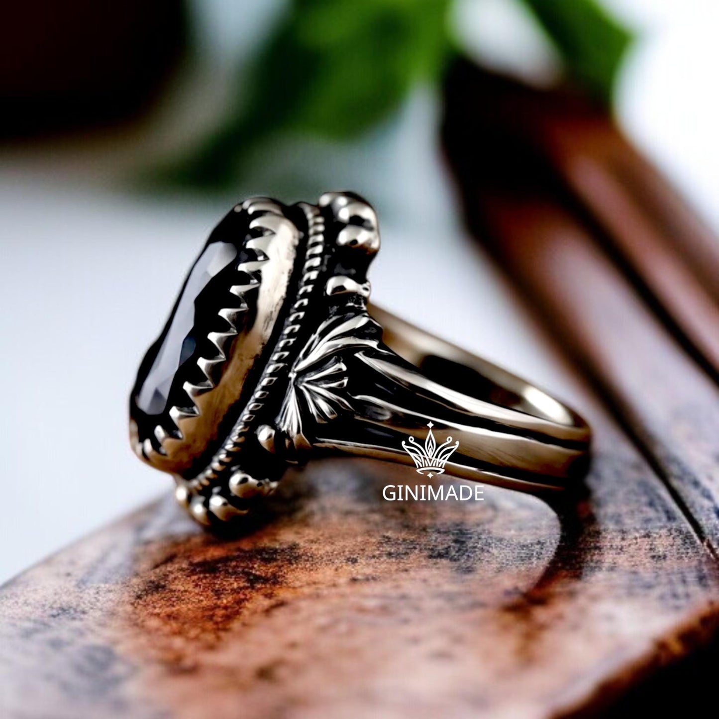 Black Onyx Ring 925 Sterling Silver • Vintage Boho  Ring • Gothic Oval Gemstone Jewelry • Handmade Oxidized Silver Ring for Women & Men.