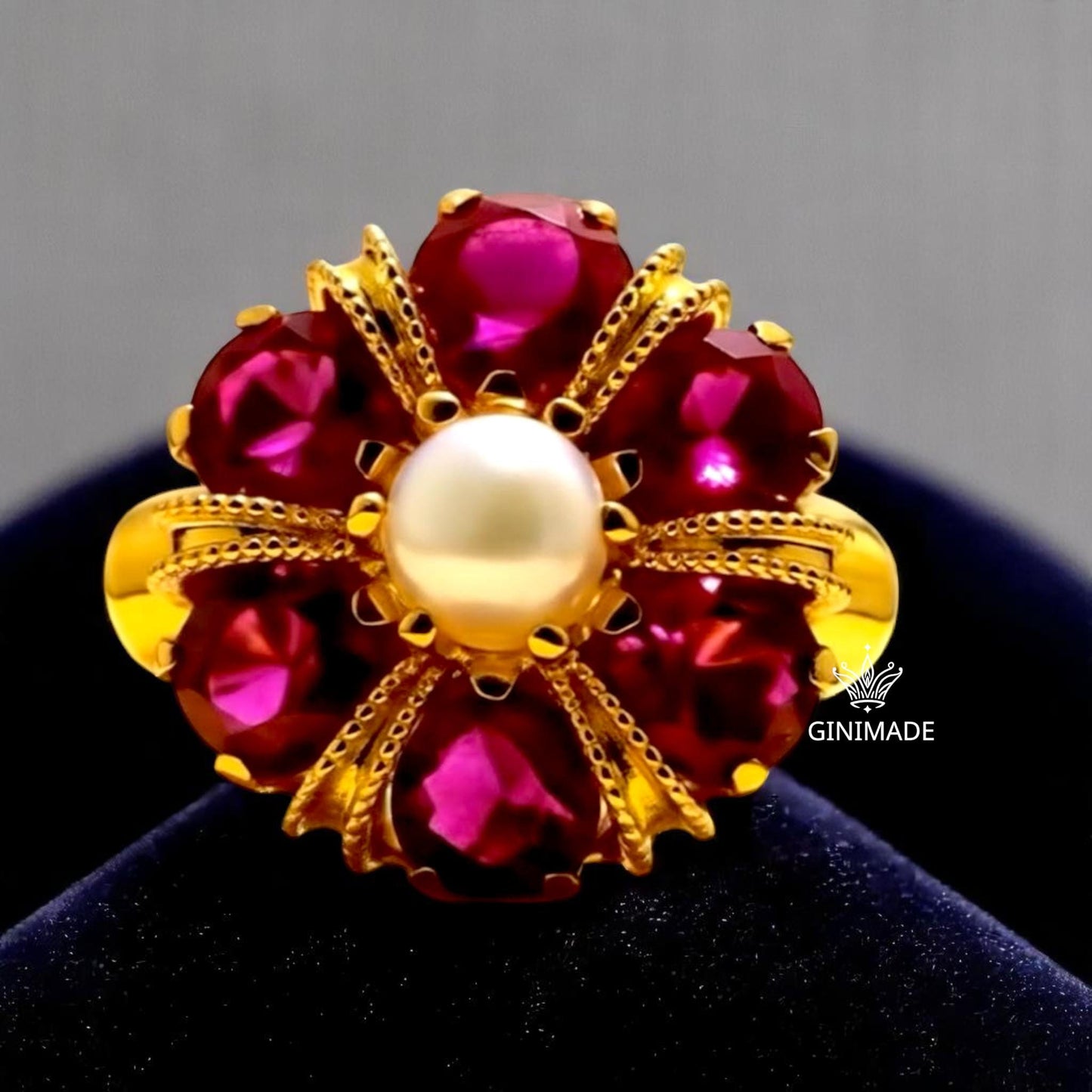 Vintage Crown Ring - 925 Sterling Silver with Stunning CZ Ruby Stone - Elegant Women's Jewelry