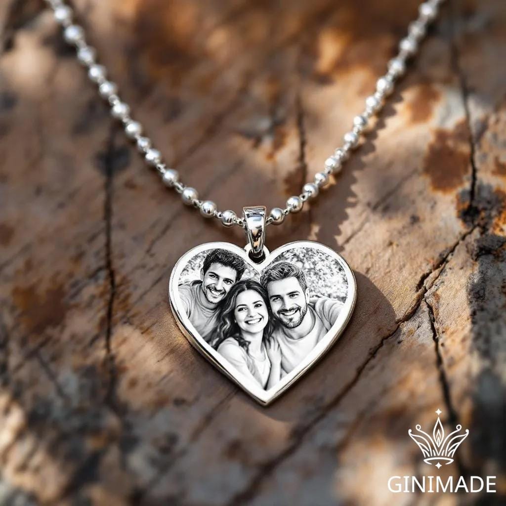 Personalized Real Picture Pendant • Custom Heart Photo Necklace • Memorial Keepsake Jewelry • Gift for Her • Anniversary or Birthday Gift.