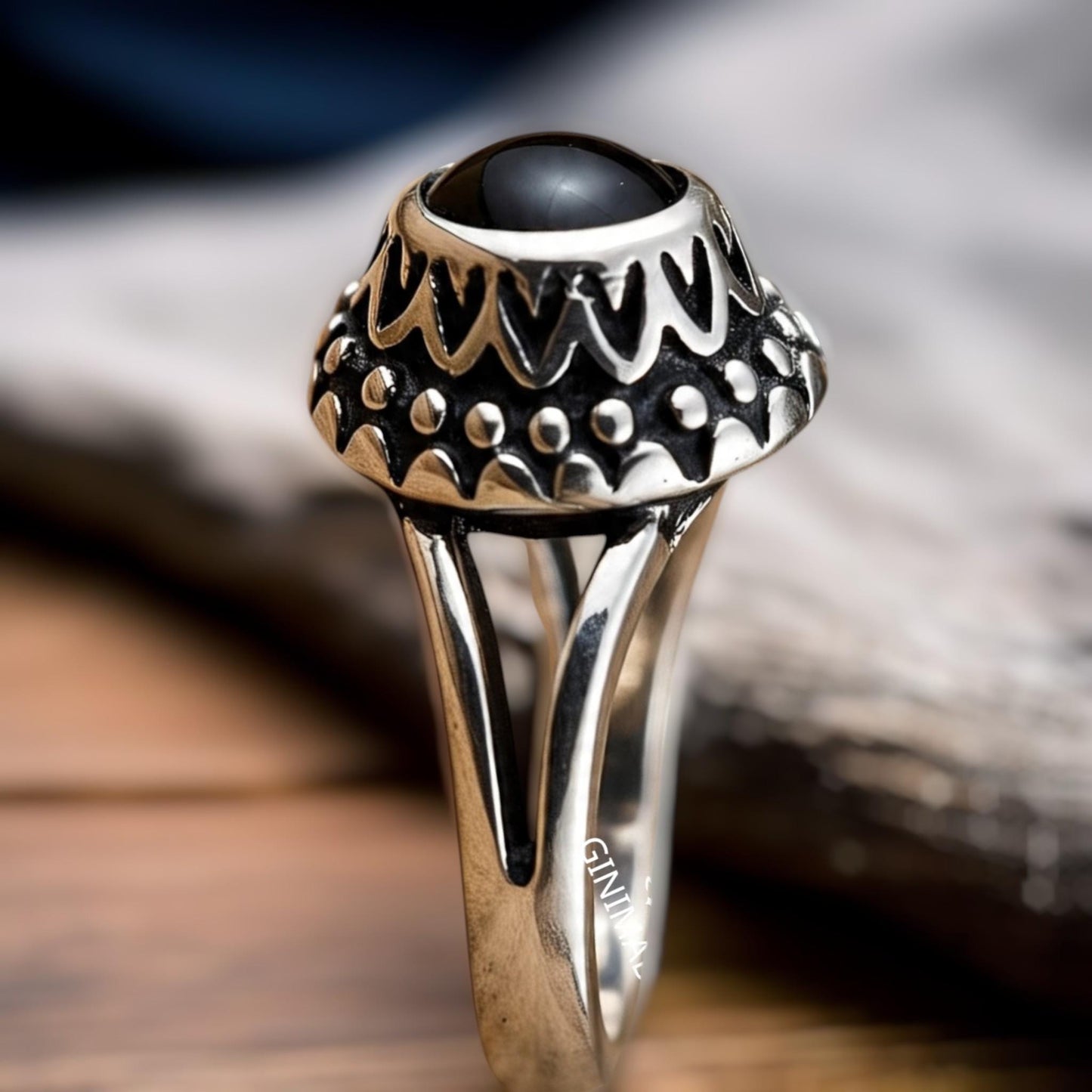 Black Onyx Ring 925 Sterling Silver • Gothic Statement Ring • Handmade Oxidized Silver Ring • Vintage Boho Jewelry • Unique Gift for her.