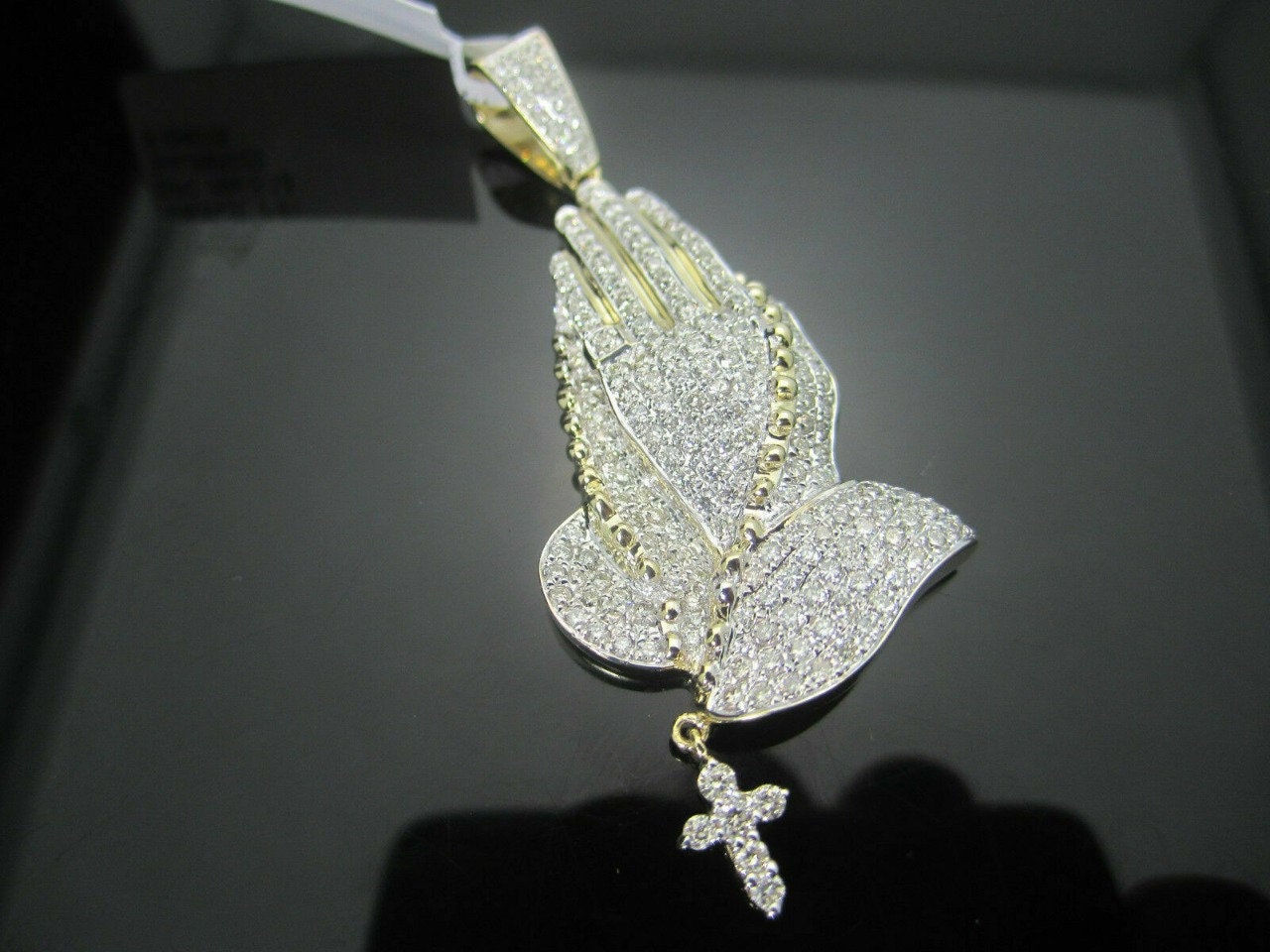 Hip hop-inspired praying hands rosary necklace in 925 silver