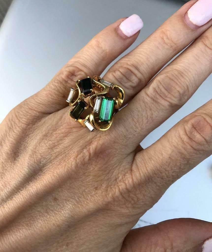 Designer Multi Color Starling Ring, 925 Silver Gold Plating, CZ Stone, Artistic Jewelry