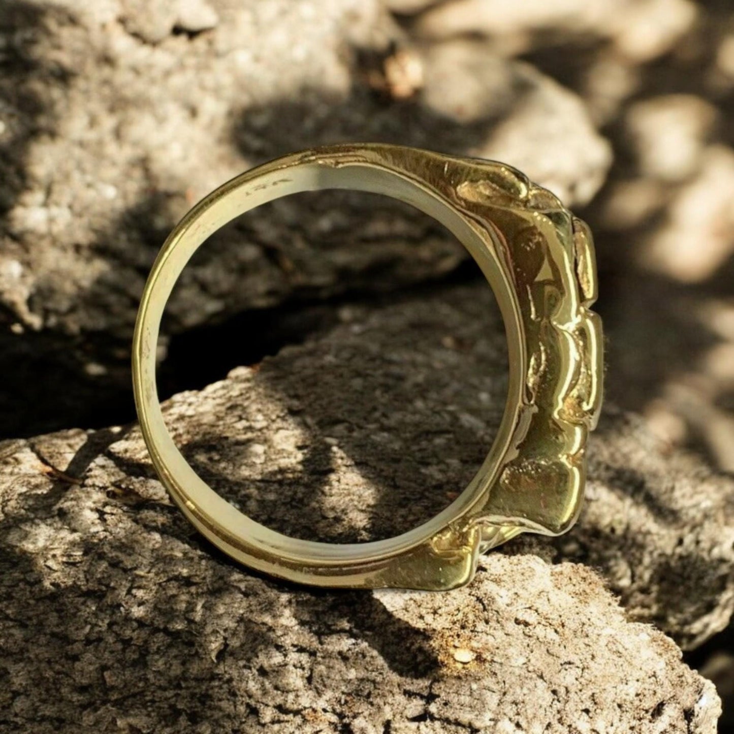 Personalized Nugget Ring – 925 Sterling Silver Statement Ring – Textured Gold & Silver Band – Unique Men’s Jewelry – fathers day gift