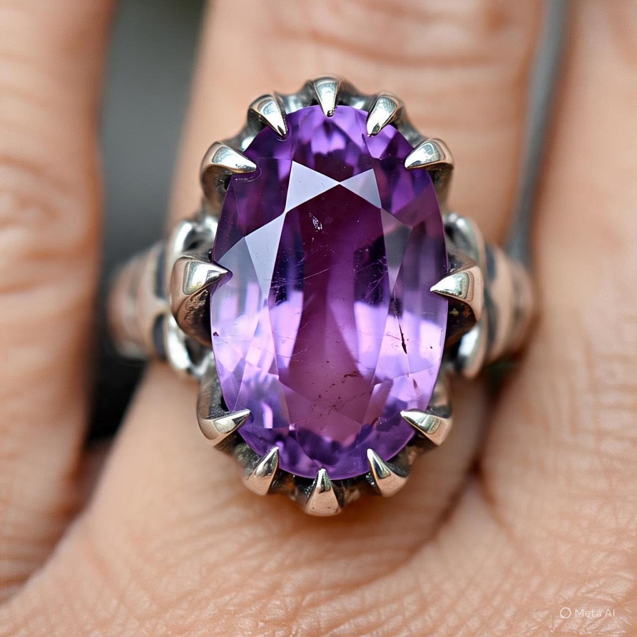 Boho Amethyst Ring  Oxidised Silver Ring  February Birthstone Gift  Vintage Style Gemstone Ring  Handmade Amethyst Jewelry
