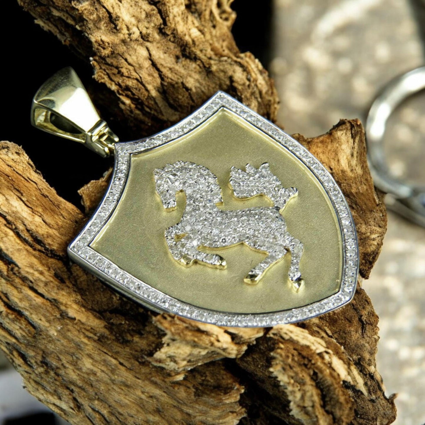 925 Sterling Silver Lion Shield Pendant – CZ Diamond Medieval Crest Necklace – Handmade Heraldic Jewelry for Men fathers day gift.