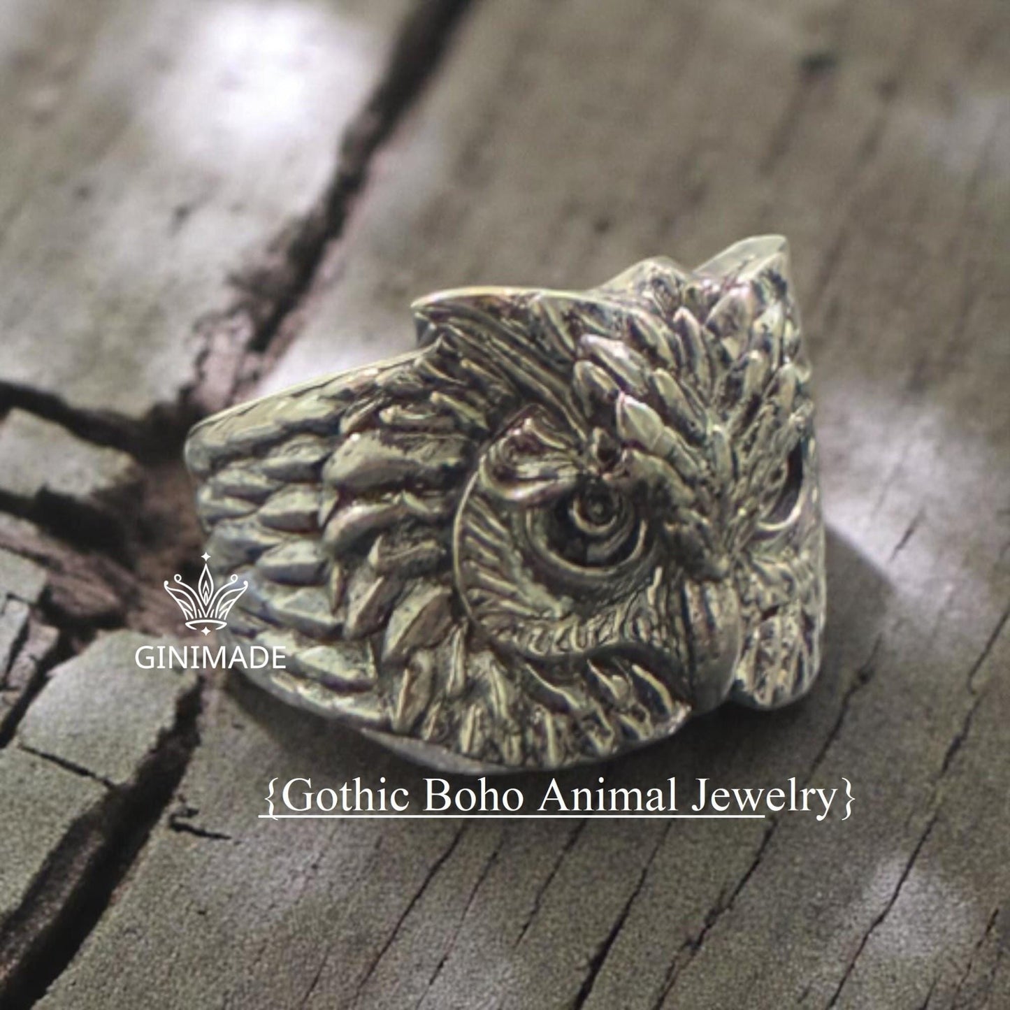 Owl Ring in 925 Sterling Silver | Unisex Handmade Bird Ring | Gothic Boho Animal Jewelry | Forest Nature Ring | Gift for Him or Her