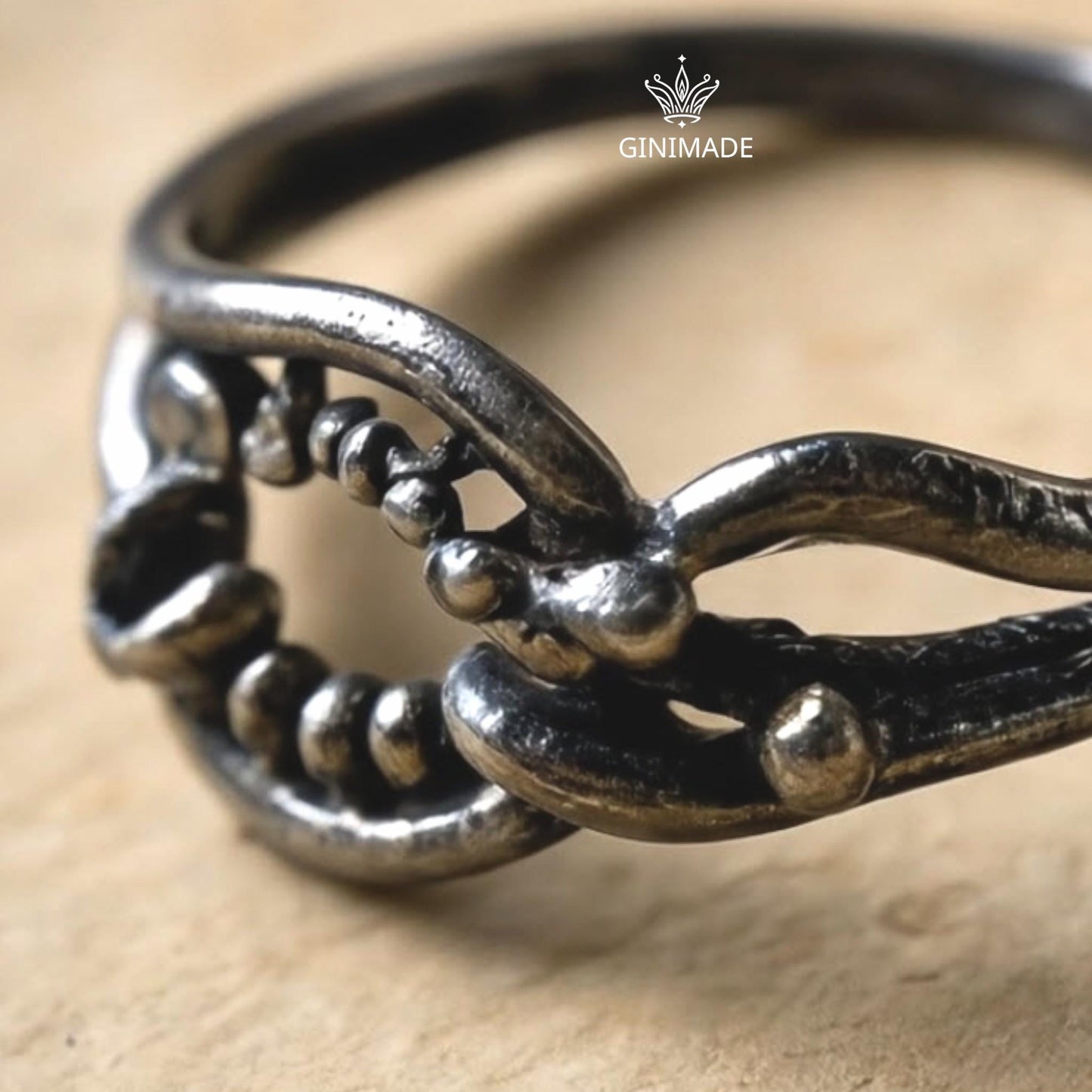 Handmade Oxidized Silver Ring with Open Abstract Design – Unique Organic Wire Art Ring – Rustic Artisan Statement Jewelry for Women