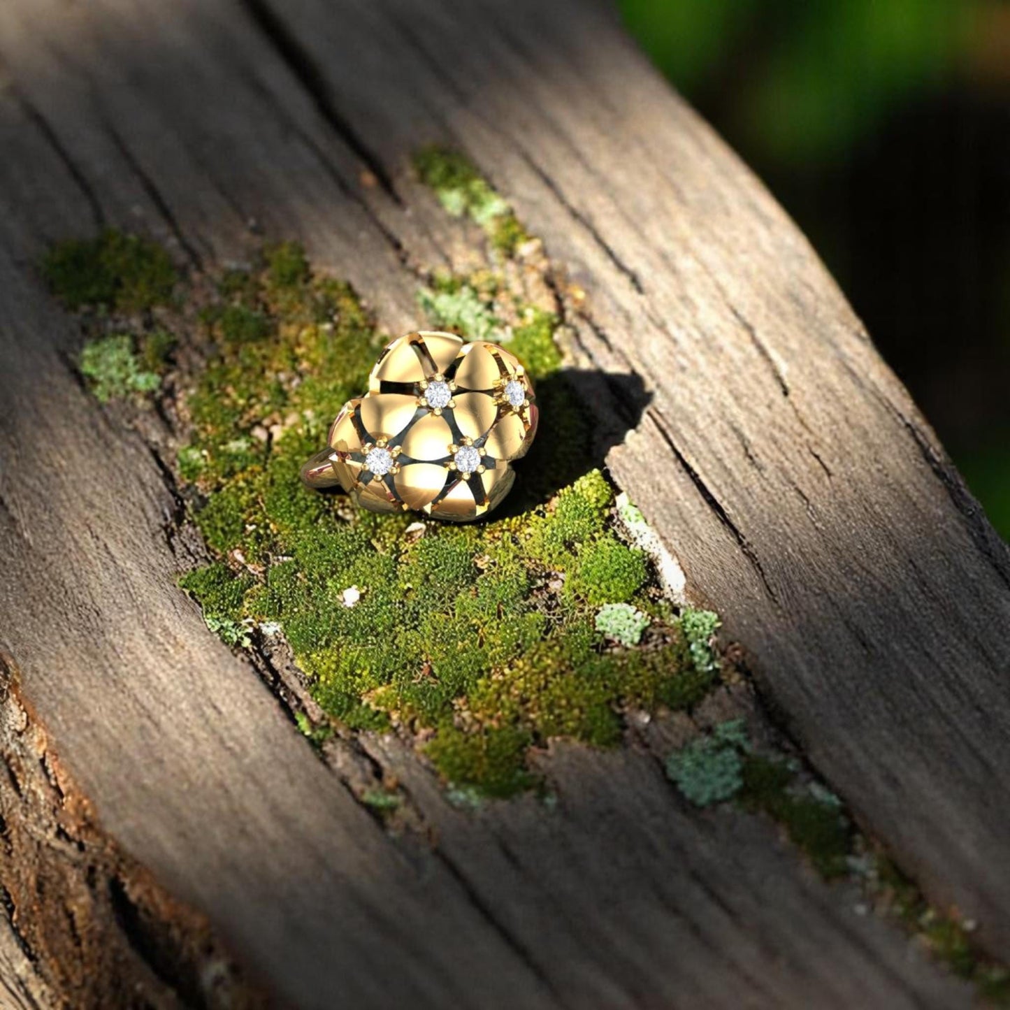 Minimalist Floral Fresh Look CZ Ring • 925 Sterling Silver Gold-Plated Statement Ring • Handmade Jewelry Gift for Her
