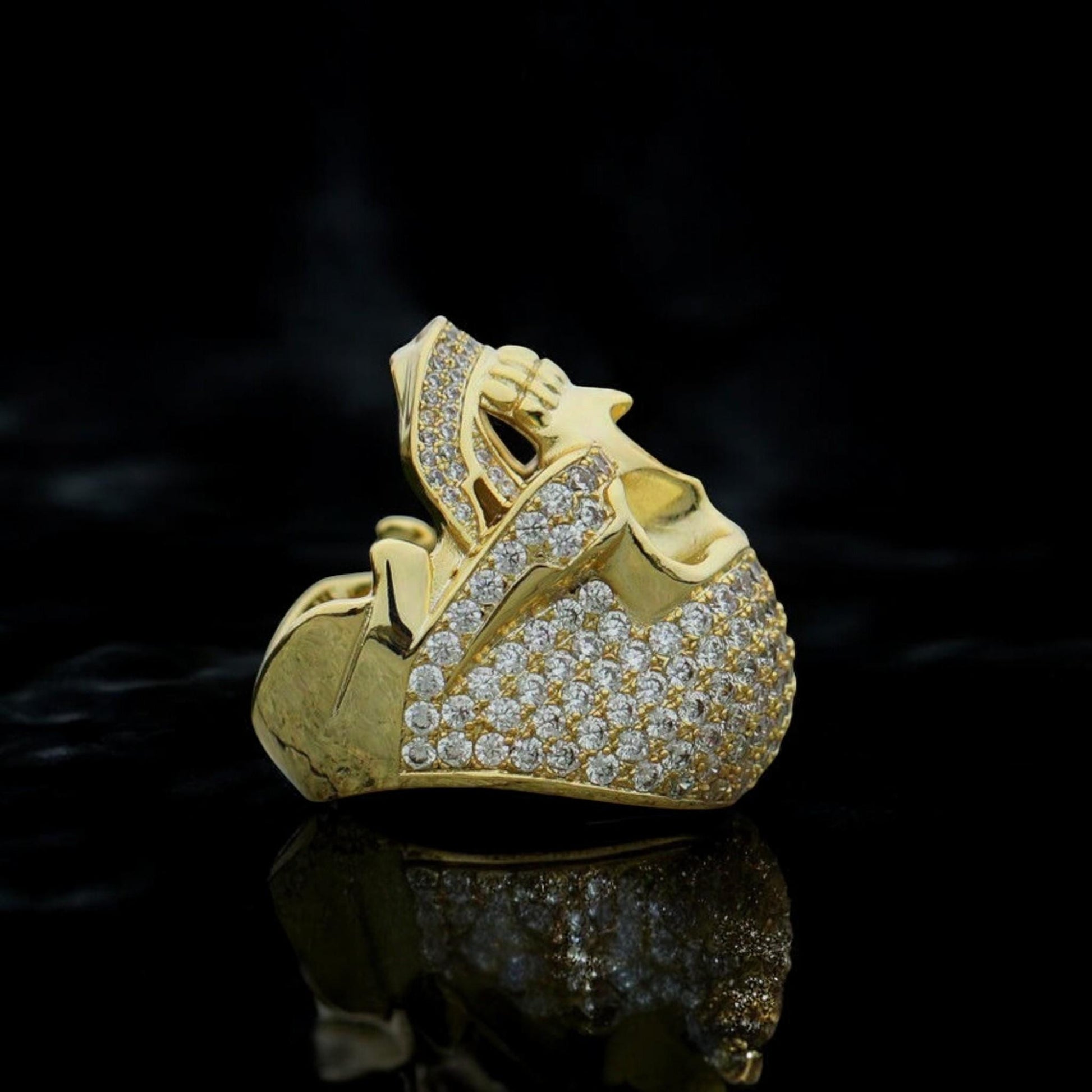 Silver skull ring for men, gothic skeleton design, 925 sterling silver, Halloween jewelry&quot;