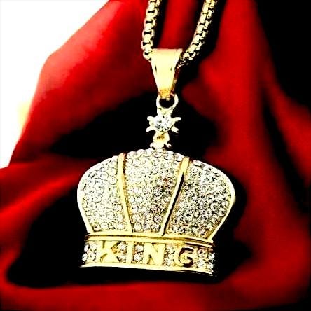 Personalized Gift. King Letter Crown Pendant Necklace, Anniversary Gift, Men's & Women's Jewelry,