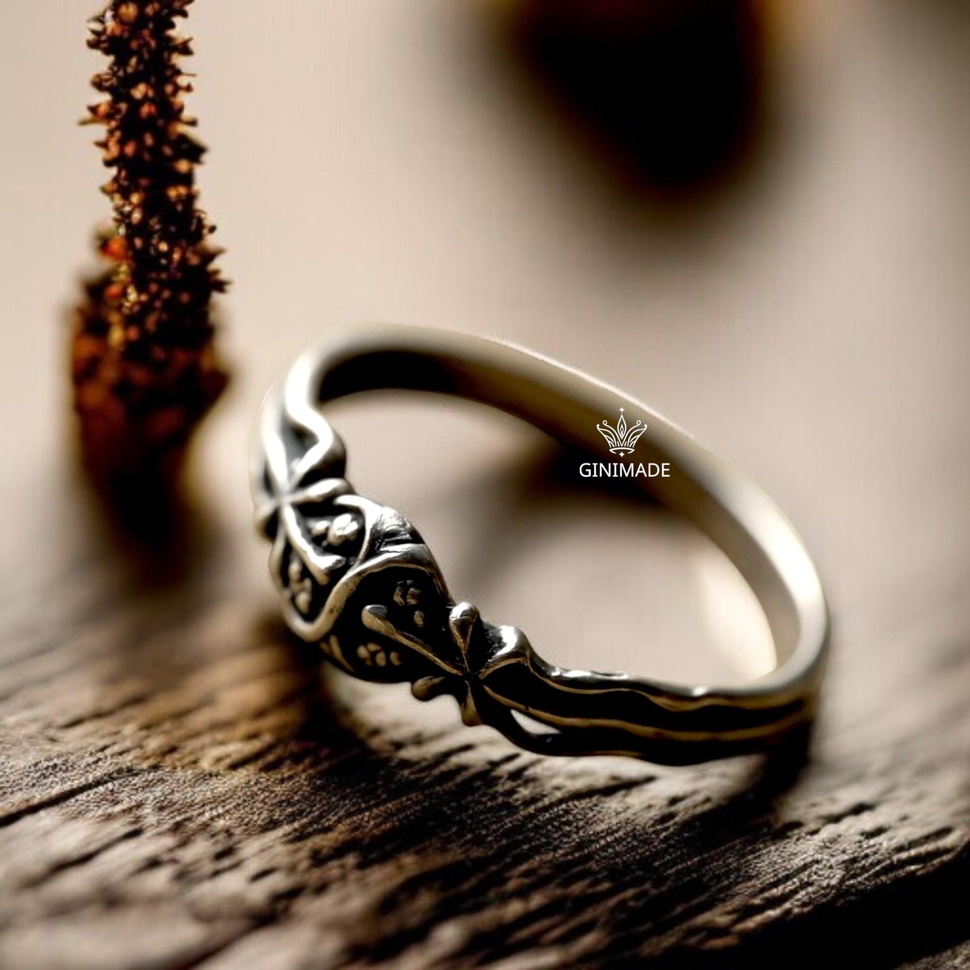 Boho botanical style ring