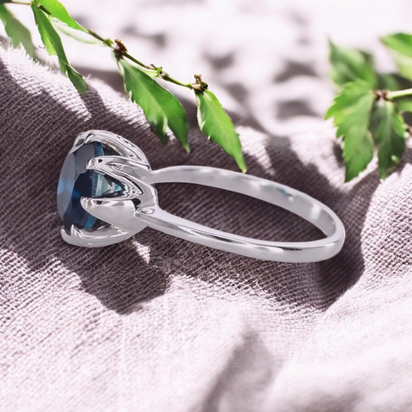 Stunning 1st Anniversary Gift for Her - Blue CZ Stone & 925 Silver Jewelry