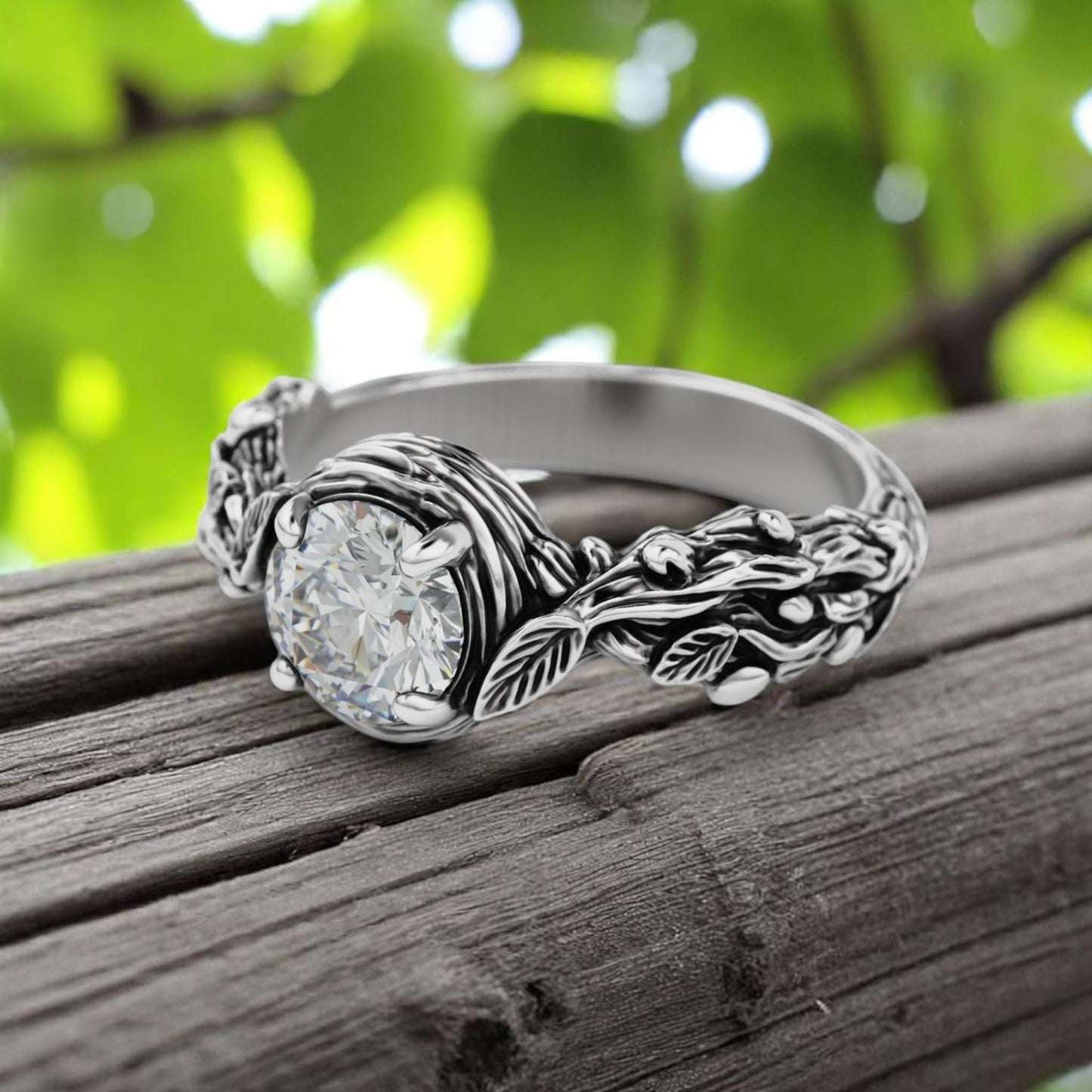 Boho Leaf Ring • Oxidized 925 Silver Nature-Inspired Vine Band • Botanical Branch Ring • Rustic Bohemian Jewelry for Her