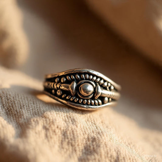 Tribal Oxidized Silver Ring – Handmade 925 Sterling Statement Ring – Boho Ethnic Dome Ring for Men & Women – Antique Jewelry Gift.