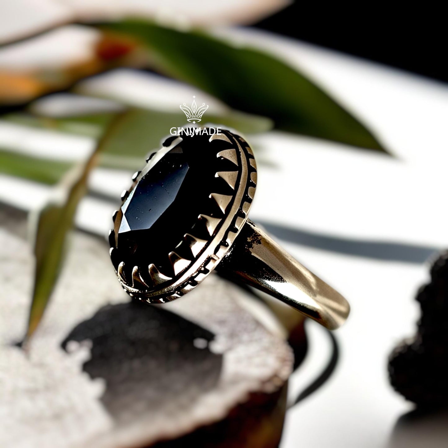 Black Onyx Ring 925 Sterling Silver • Oval Gemstone Ring • Statement Ring for Men & Women • Boho Onyx Jewelry • Gift for Him or Her