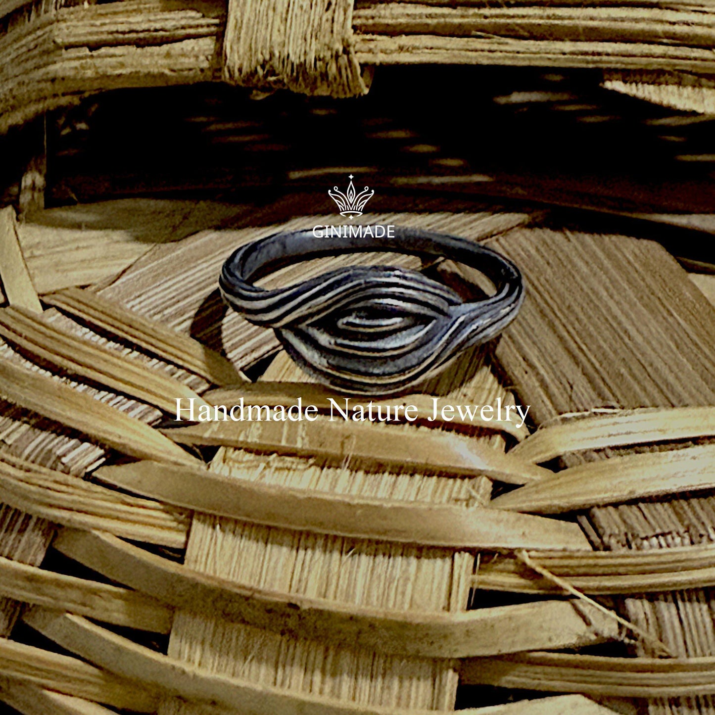 Rustic Sterling Silver Leaf Ring | Handmade Nature Jewelry | Textured Silver Band | Wavy Boho Ring | Gift for Her