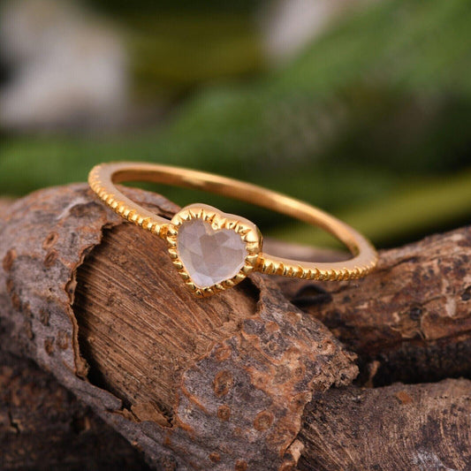 Natural Rose Quartz Gemstone Ring, Minimalist 10K Gold Women’s Ring, Valentine’s Day Gift, Love-Inspired Jewelry.