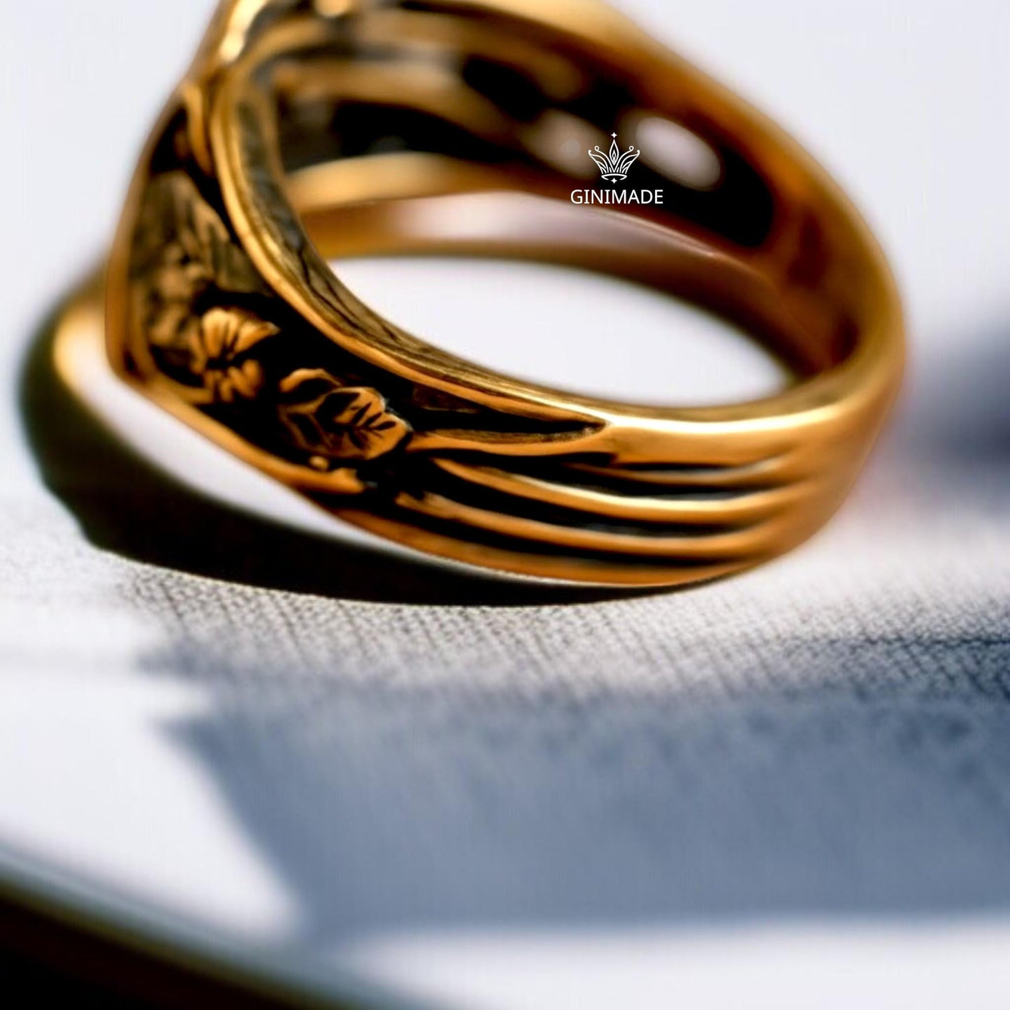 Vintage Nature-Inspired Leaf Branch Ring | Antique Gold Boho Ring for Women | Botanical Forest Band | Handmade Woodland Jewelry Gift