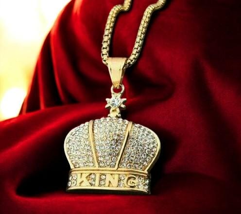 Personalized Gift. King Letter Crown Pendant Necklace, Anniversary Gift, Men's & Women's Jewelry,