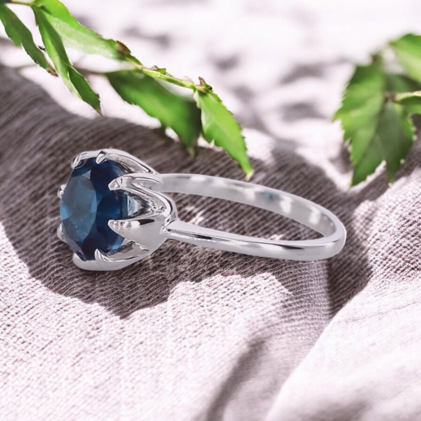 Stunning 1st Anniversary Gift for Her - Blue CZ Stone & 925 Silver Jewelry