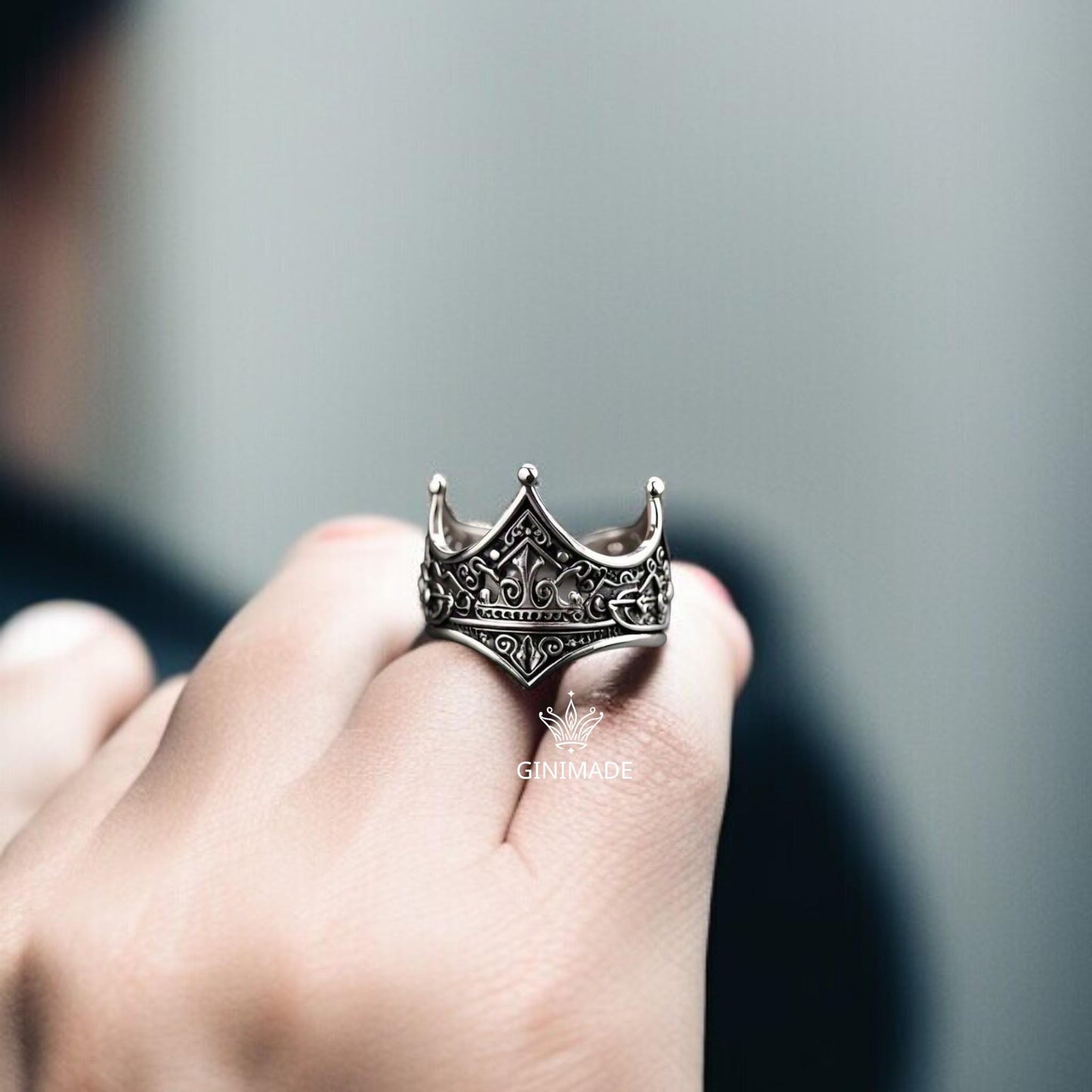 Elegant European Crown Ring | 925 Sterling Silver Royal Jewelry | Vintage Style Unisex Ring | Statement Crown Band | Gift for Him & Her