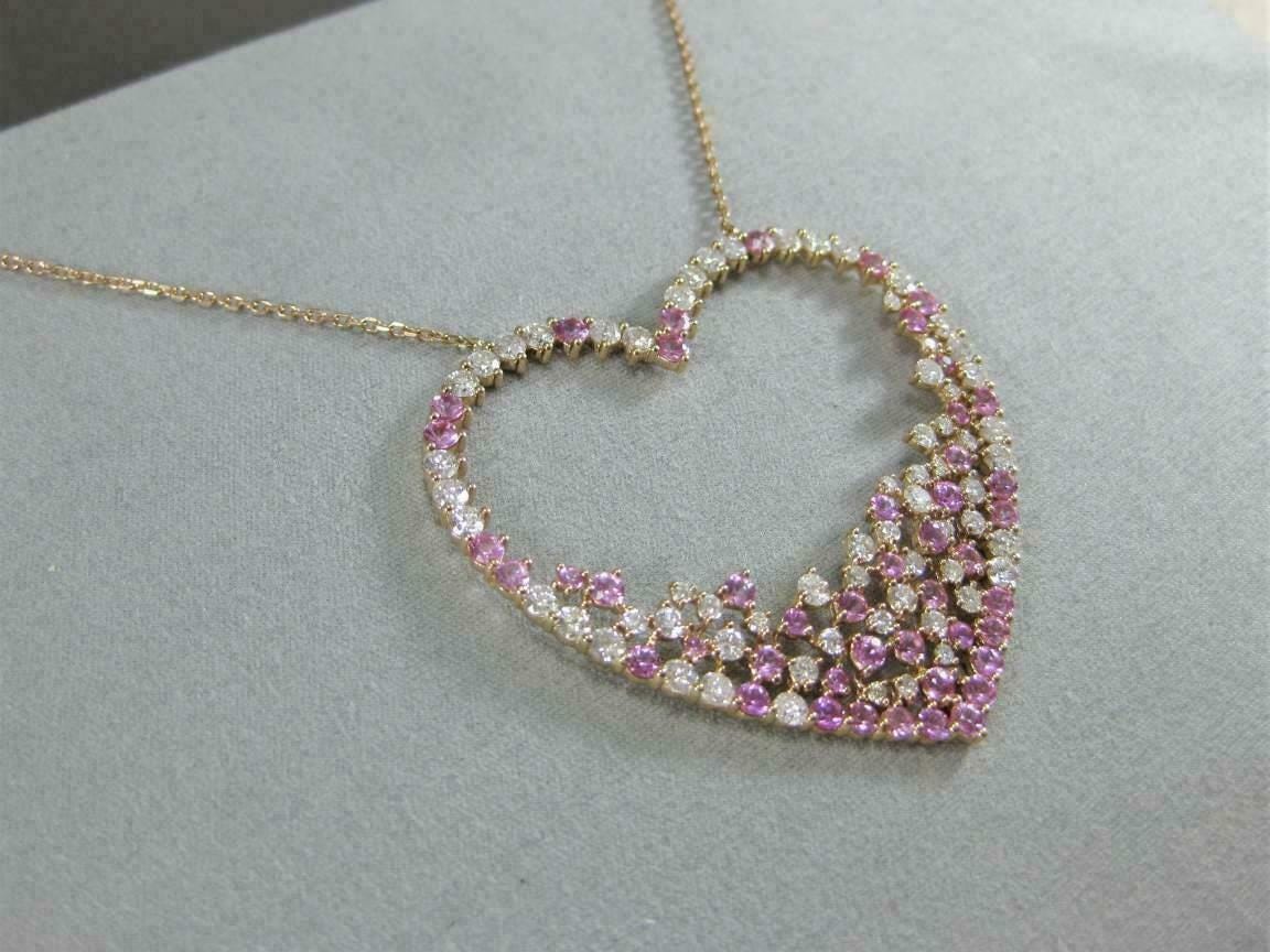 Valentine’s Day heart pendant with pink and white cubic zirconia in silver.