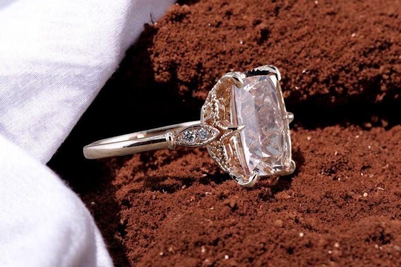 Pink CZ ring, 925 sterling silver, vintage-inspired women&#39;s jewelry