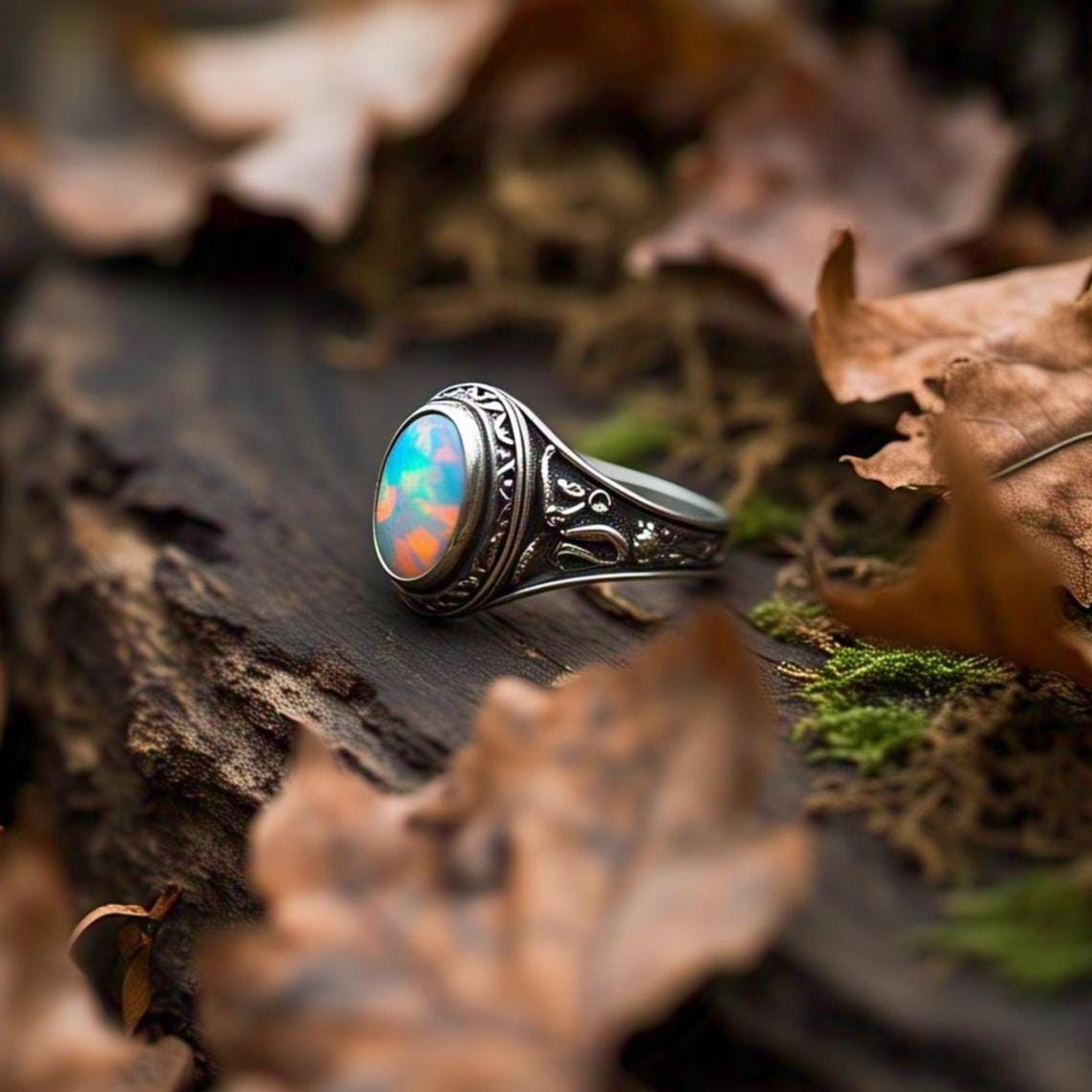 Boho Chic Opal Rings - 925 Sterling Silver, Oval Gemstone, CZ Diamonds