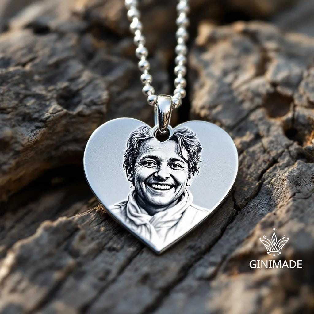 Personalized Real Picture Pendant • Custom Heart Photo Necklace • Memorial Keepsake Jewelry • Gift for Her • Anniversary or Birthday Gift.