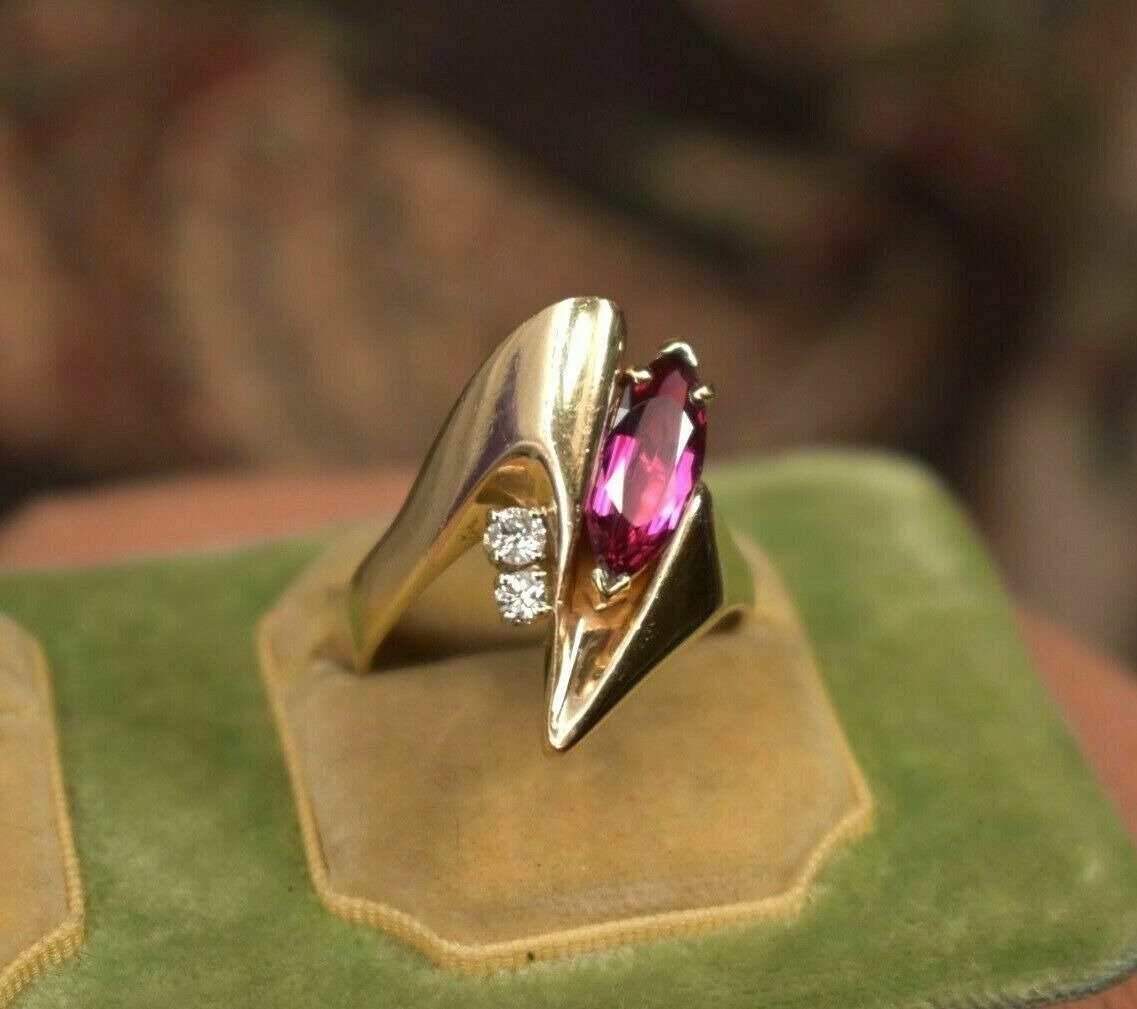 Pink gemstone ring, gold plated 925 sterling silver, elegant design