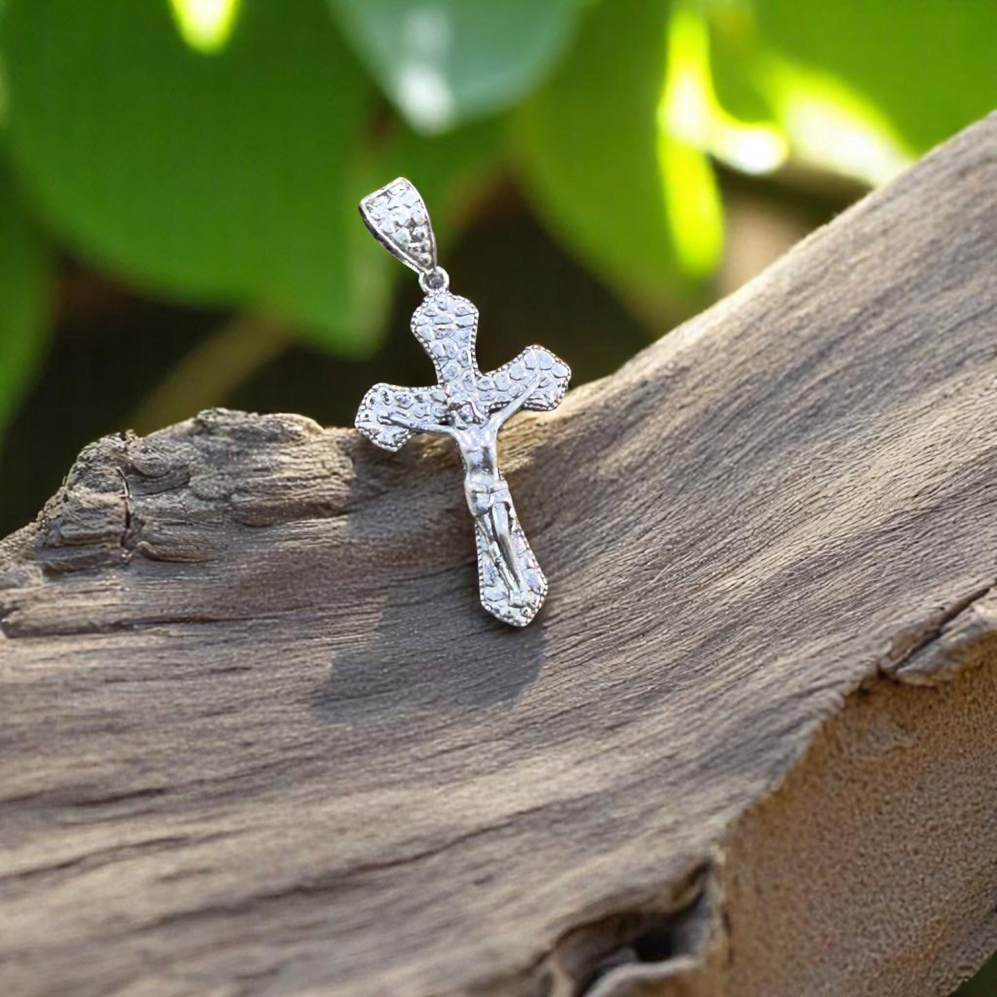 Handmade Brass Cross Pendant with Oxidized Silver Finish – Textured Crucifix Religious Jewelry for Men & Women.