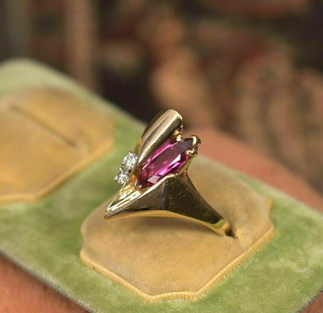 Designer pink gemstone ring, gold plated 925 sterling silver, high-quality craftsmanship