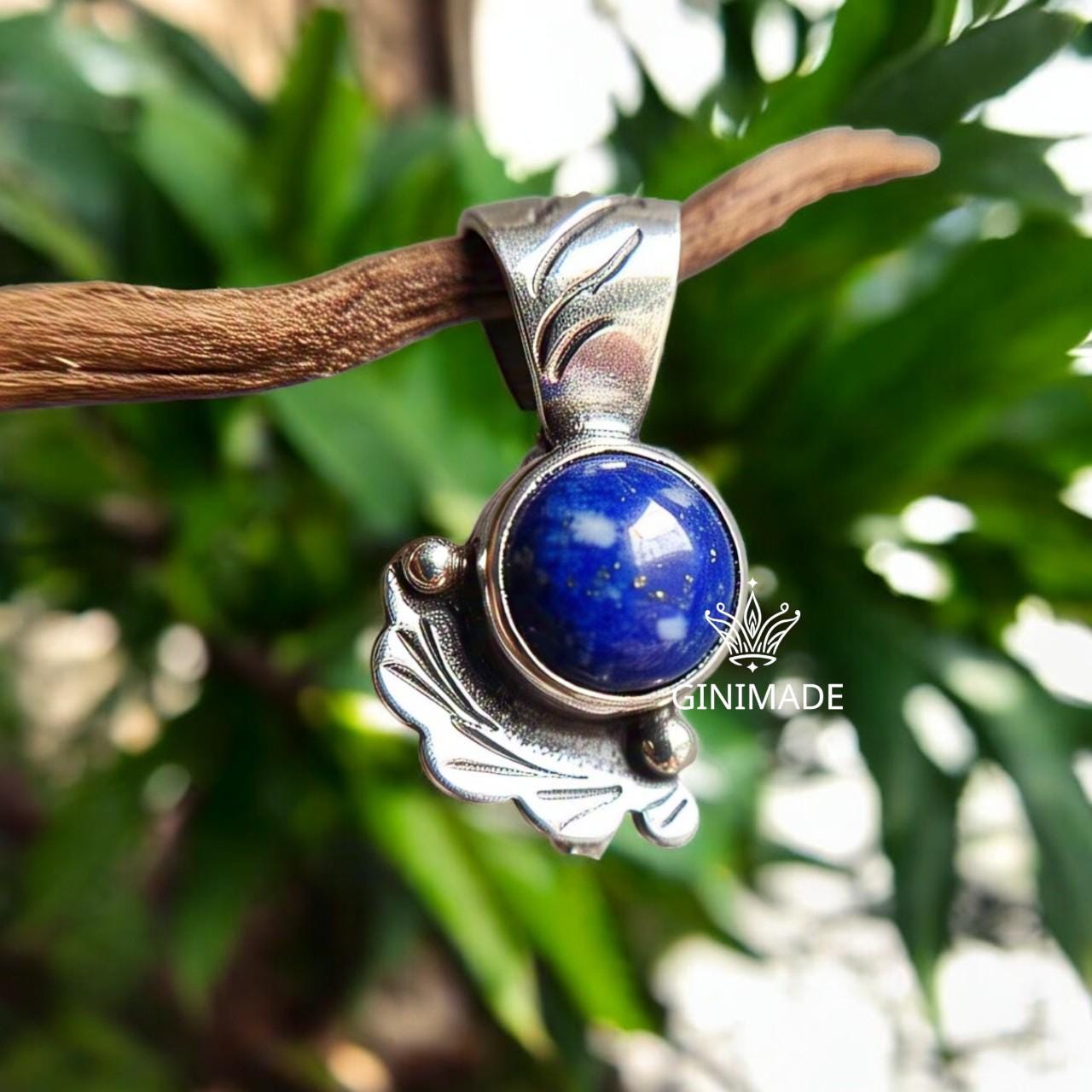 Lapis Lazuli Pendant Necklace – Vintage Boho Silver Filigree Jewelry – Handmade Blue Gemstone Charm – Statement Necklace for Women.