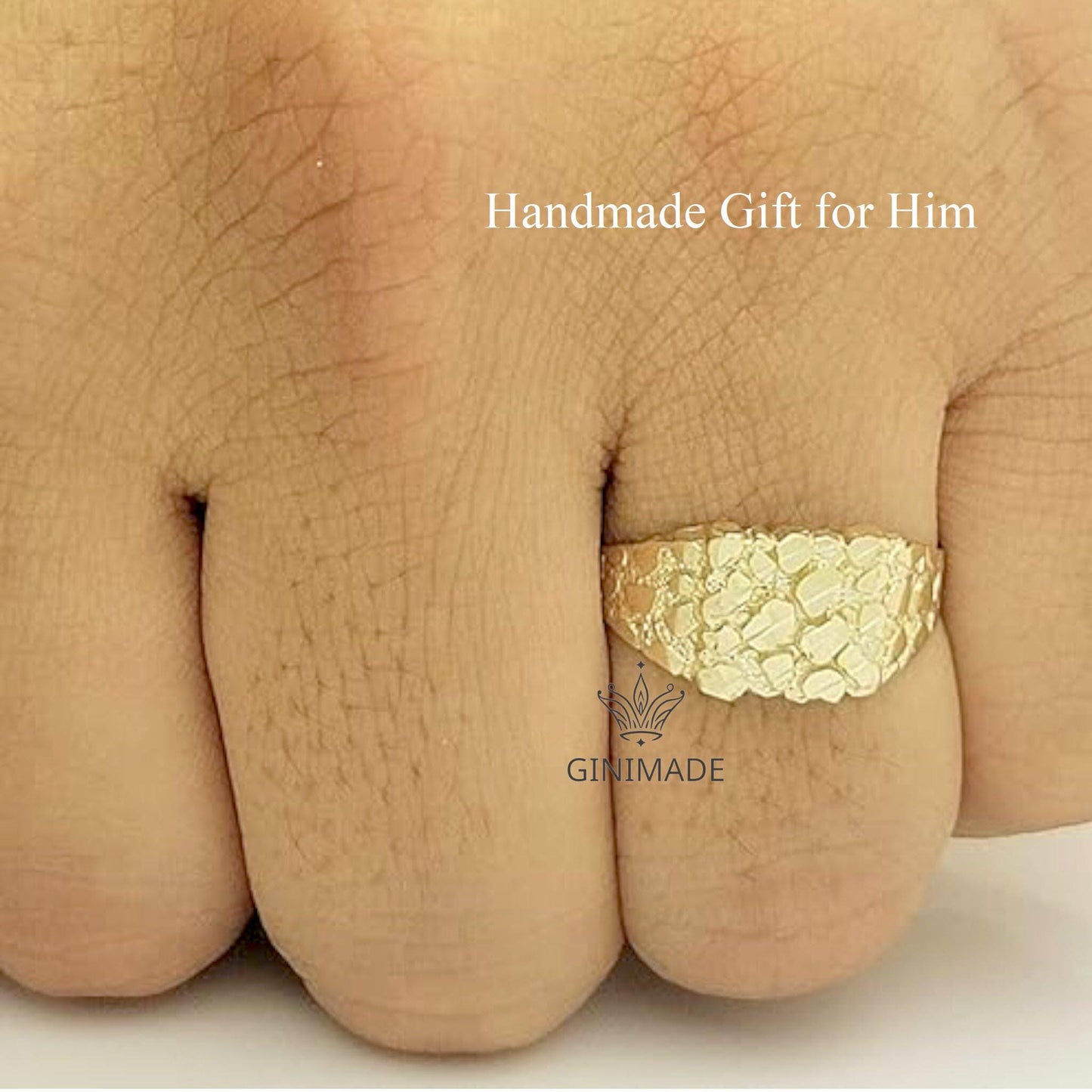 925 Sterling Silver Nugget Ring for Men | Bold Statement Ring | Textured Men's Jewelry | Handmade Gift for Him.