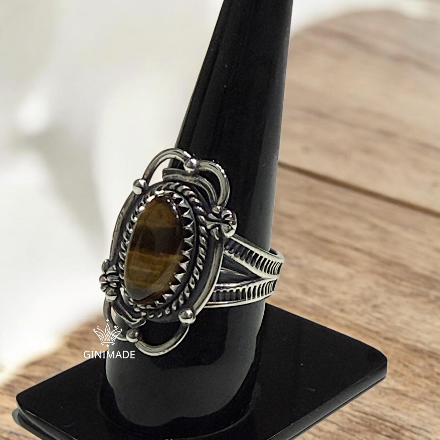 Handmade Tiger Eye Ring | Oxidized 925 Sterling Silver Ring | Boho Vintage Ring | Healing Gemstone Jewelry | Gift for Him/Her
