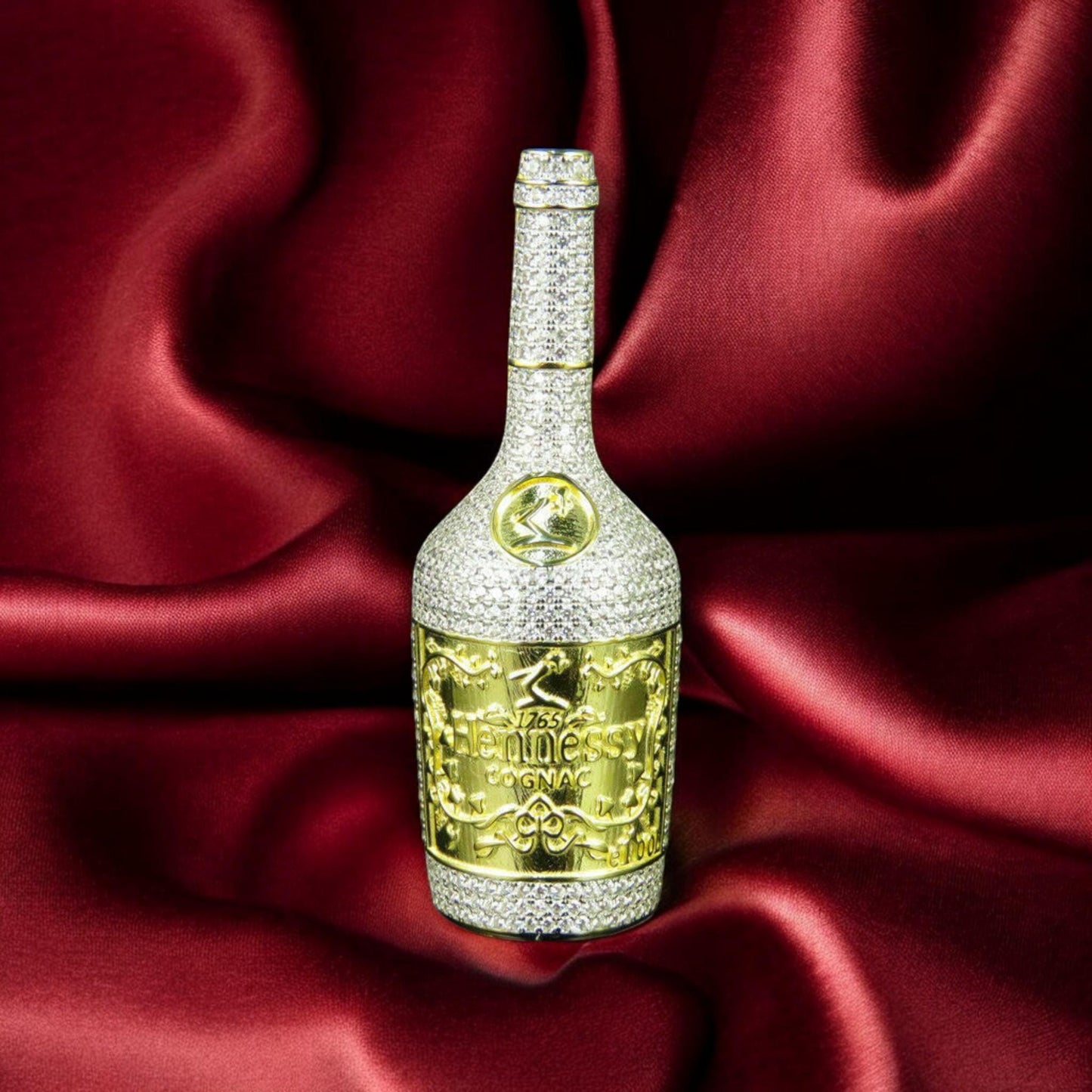 Hennessy Bottle Pendant 18k Yellow Gold Plated in 925 starling Gift for him silver without cain.