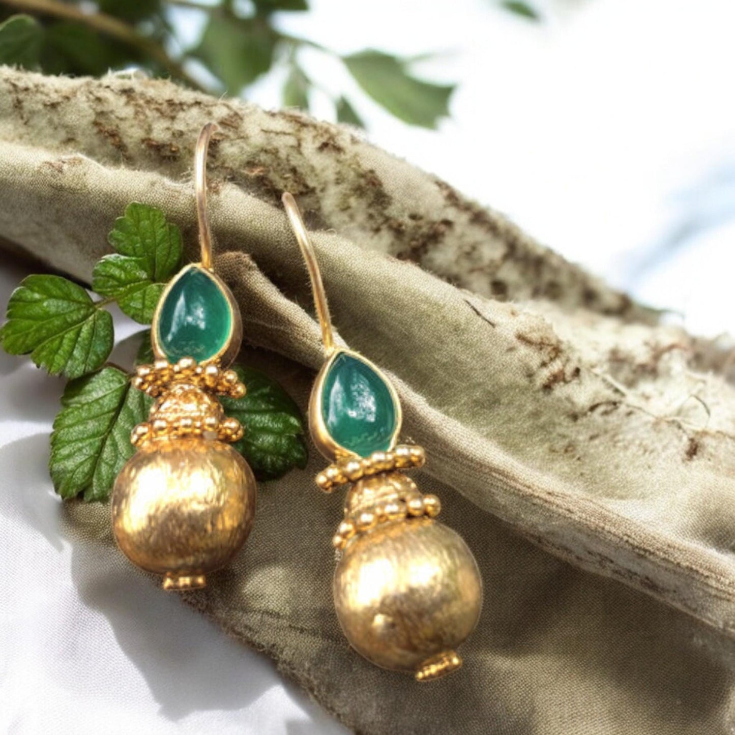 Boho Tribal Hook Gemstone Earrings | Handmade 925 Sterling Silver Jewelry