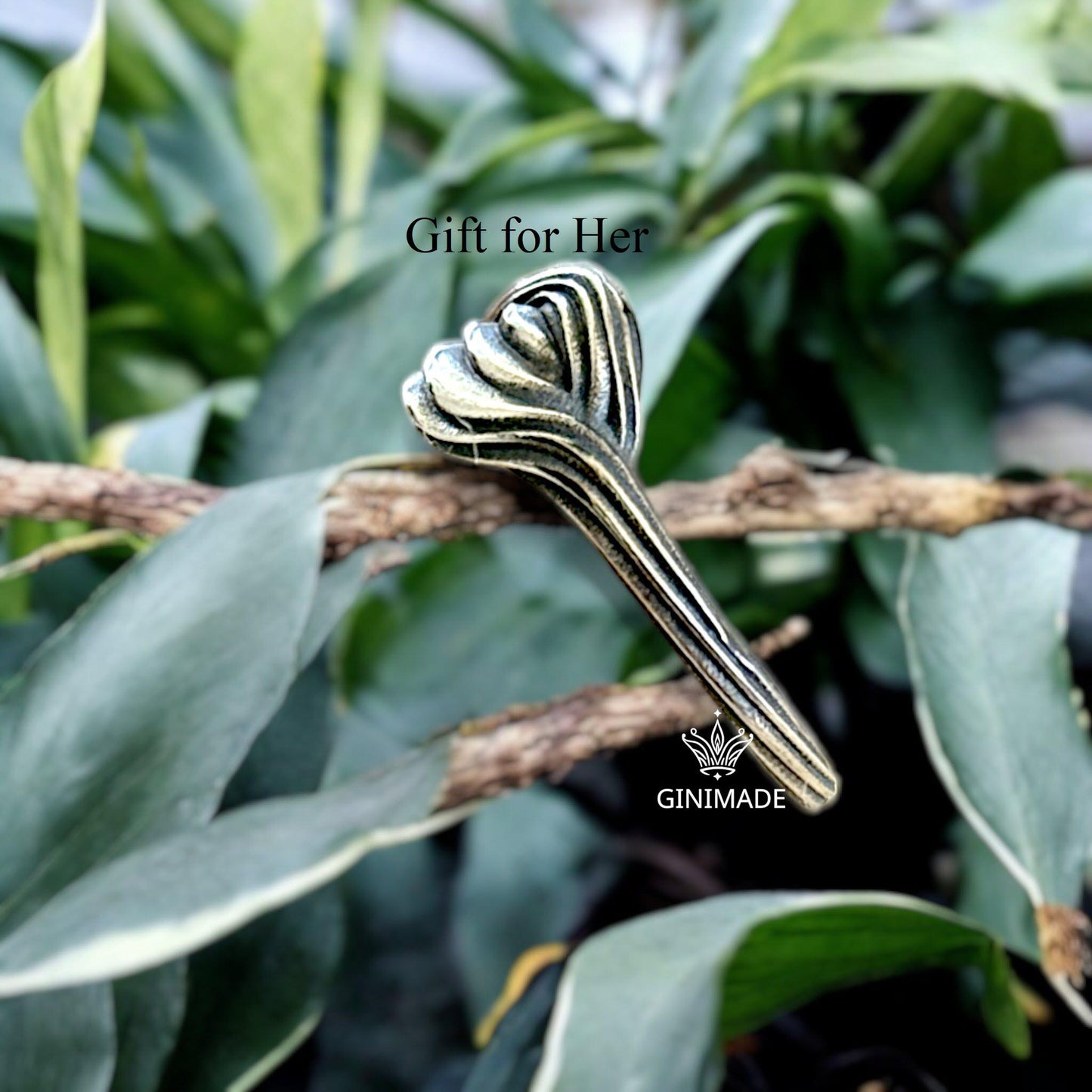 Rustic Sterling Silver Leaf Ring | Handmade Nature Jewelry | Textured Silver Band | Wavy Boho Ring | Gift for Her