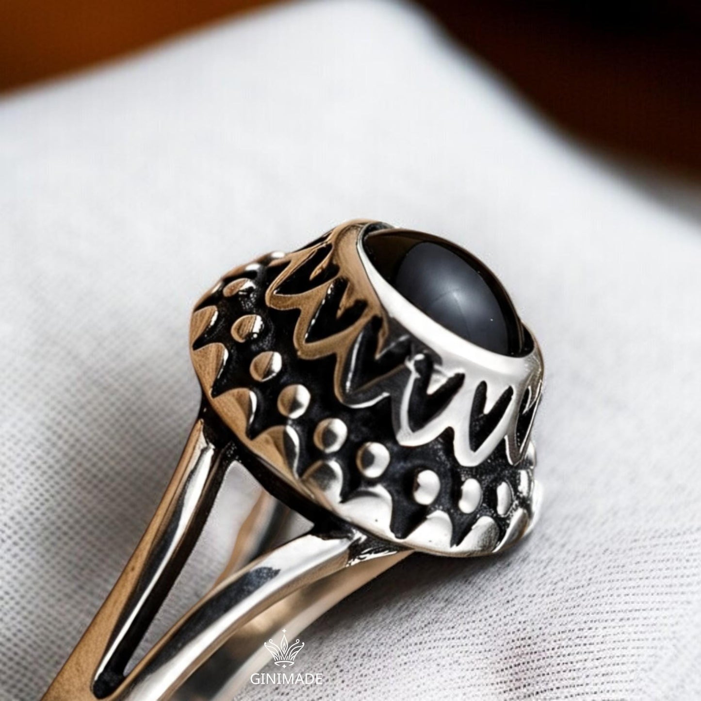 Black Onyx Ring 925 Sterling Silver • Gothic Statement Ring • Handmade Oxidized Silver Ring • Vintage Boho Jewelry • Unique Gift for her.